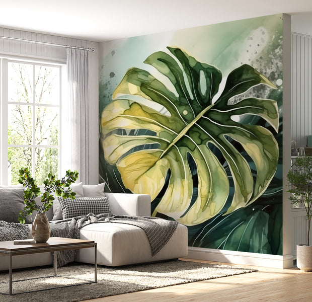 Peel & Stick Wall Mural - Tropical Monstara Leaf 30"Wx30"H