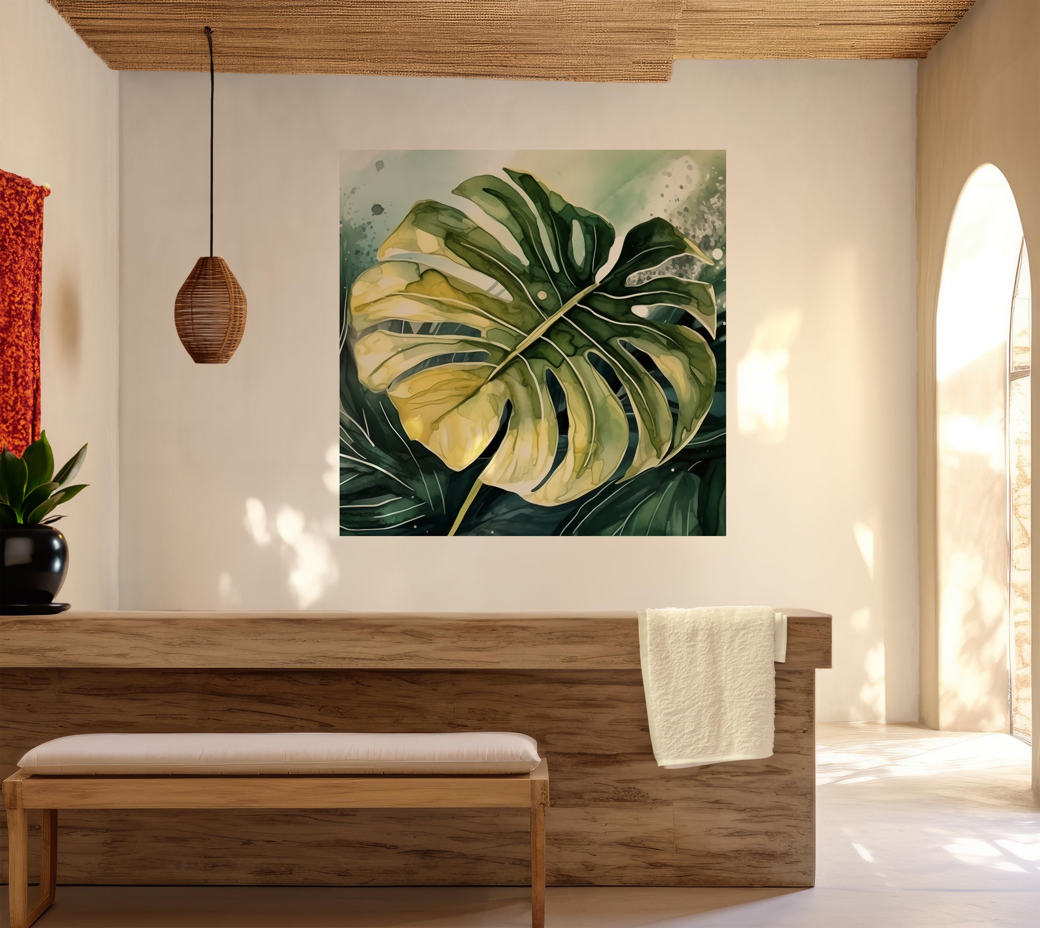 Peel & Stick Wall Mural - Tropical Monstara Leaf 30"Wx30"H