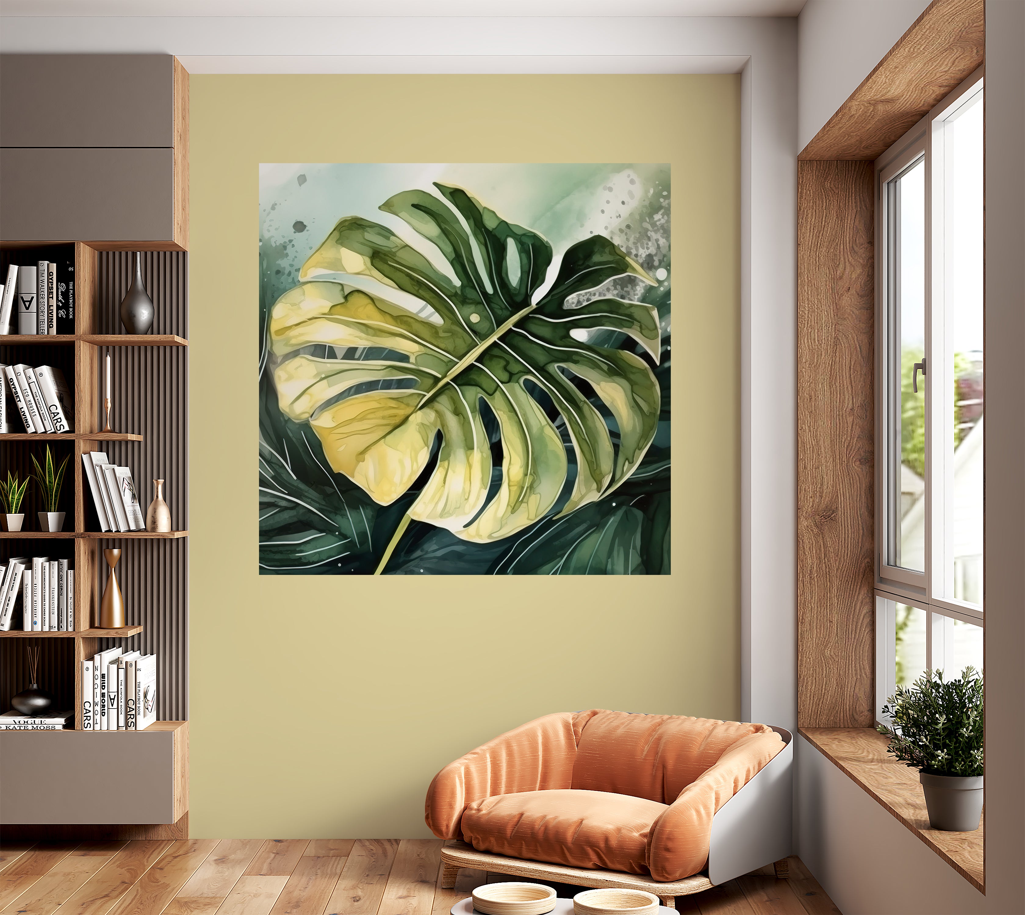 Peel & Stick Wall Mural - Tropical Monstara Leaf 30"Wx30"H