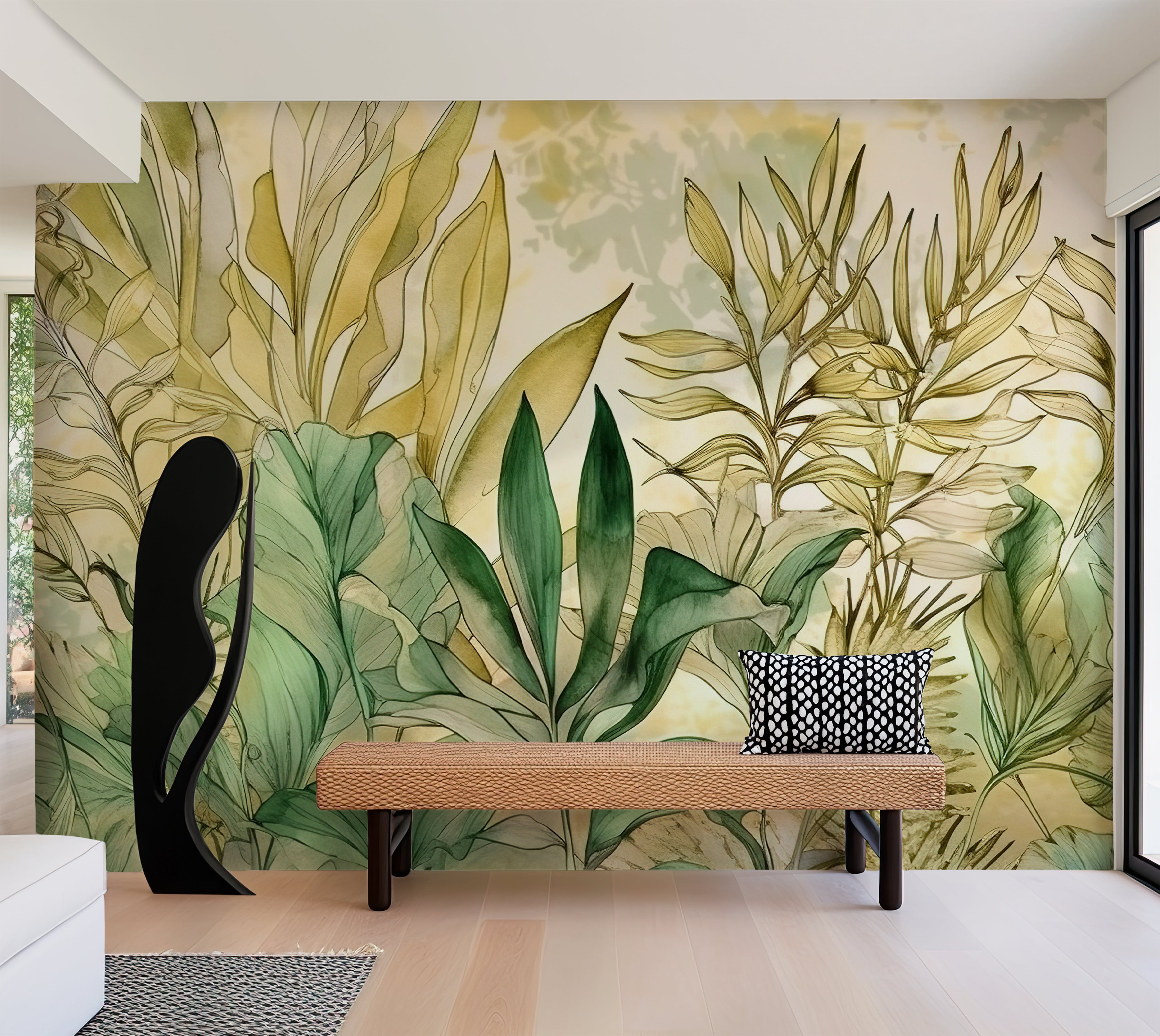 Peel & Stick Wall Mural - Watercolor Summer Foliage 60"Wx60"H