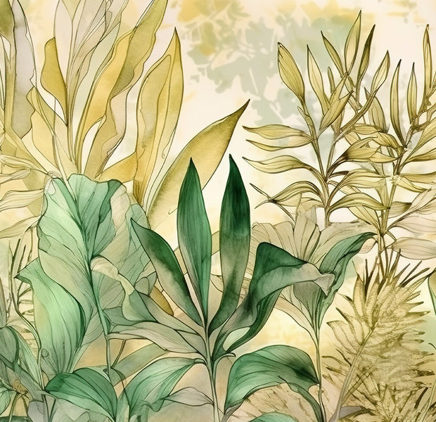 Peel & Stick Botanical Wall Mural - Watercolor Summer Foliage