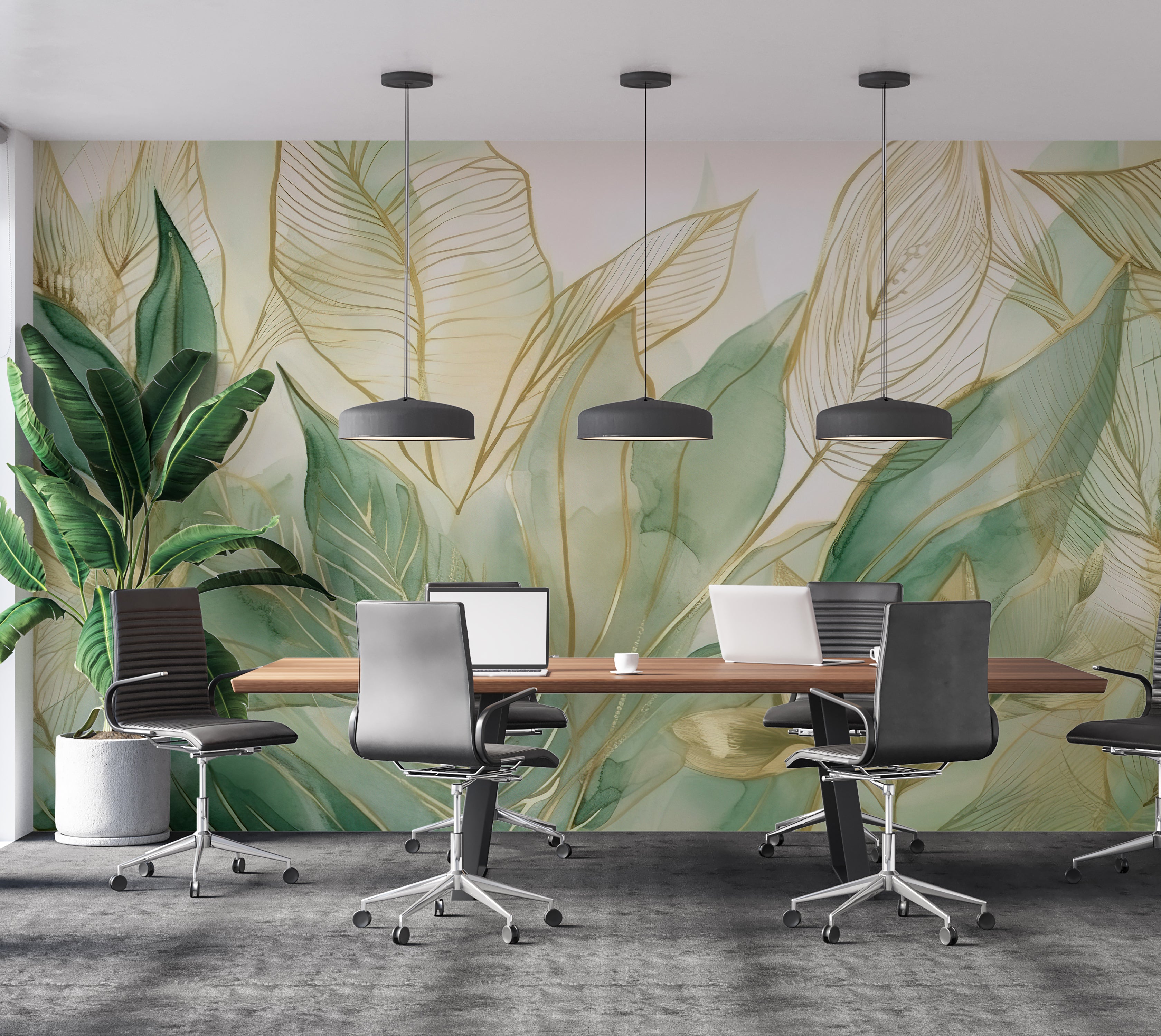 Peel & Stick Wall Mural - Modern Botanical Art 60"Wx60"H