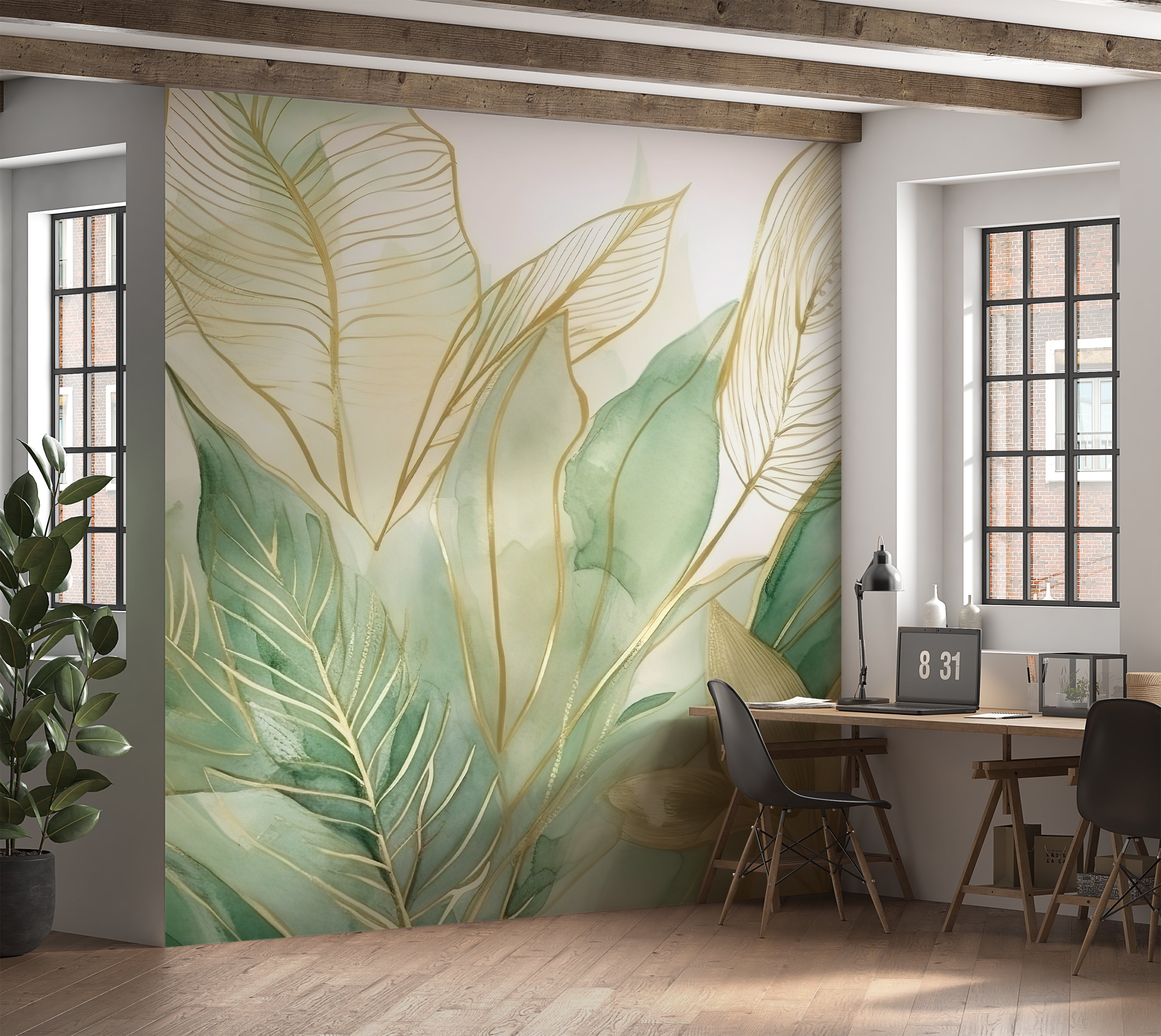 Peel & Stick Wall Mural - Modern Botanical Art 60"Wx60"H