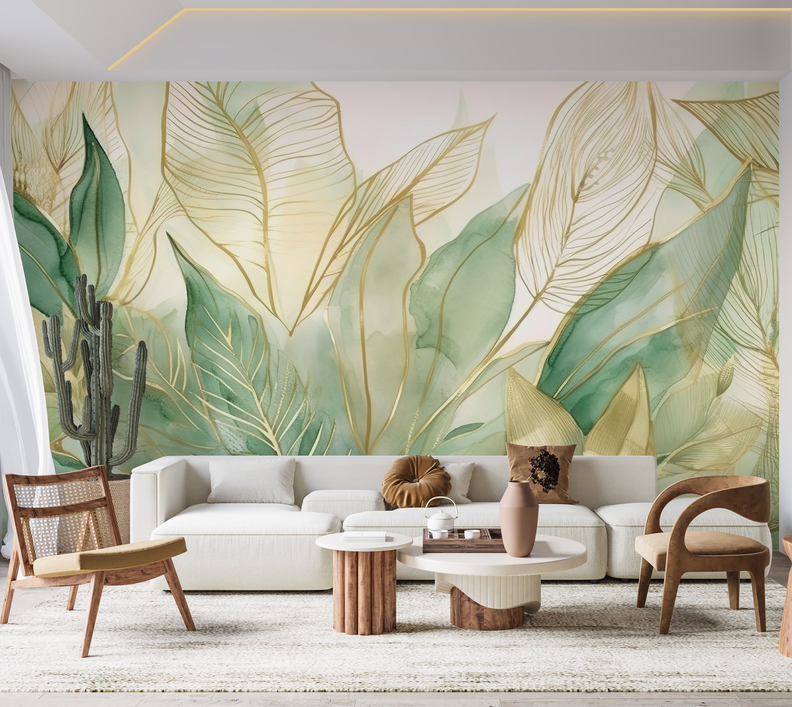 Peel & Stick Wall Mural - Modern Botanical Art 60"Wx60"H