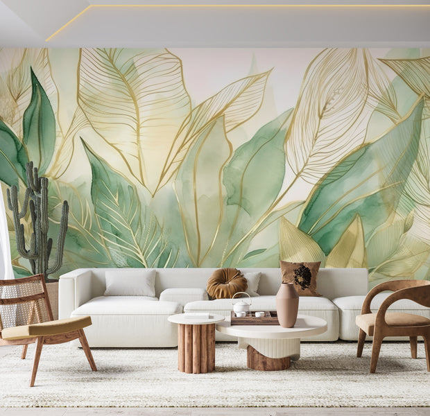 Peel & Stick Wall Mural - Modern Botanical Art 60"Wx60"H
