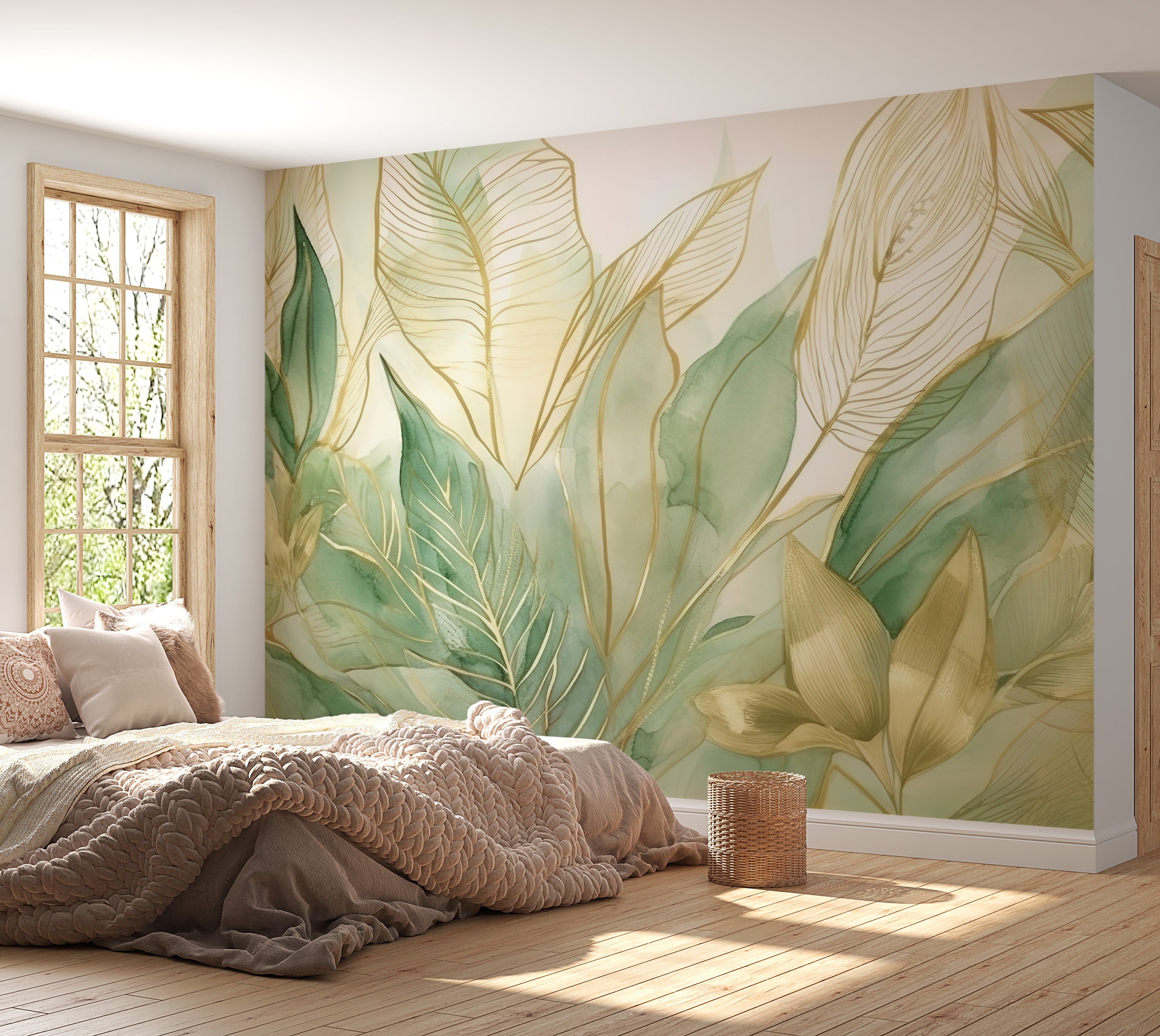 Peel & Stick Wall Mural - Modern Botanical Art 60"Wx60"H