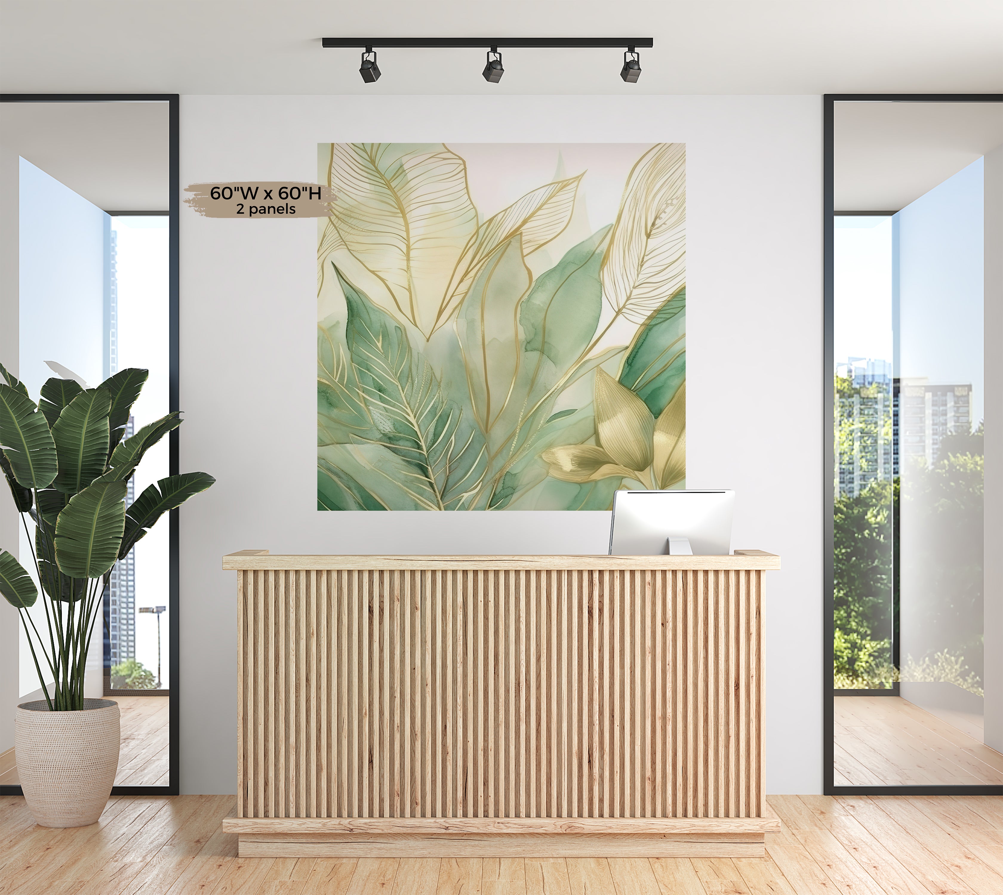 Peel & Stick Wall Mural - Modern Botanical Art 60"Wx60"H