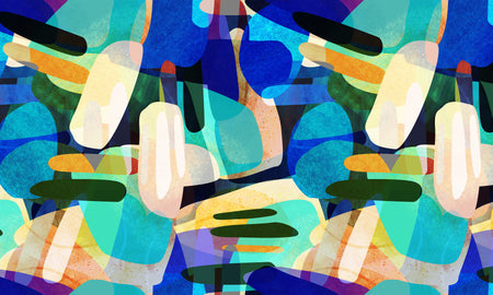 Peel & Stick Abstract Wall Mural - Random Shapes Blue