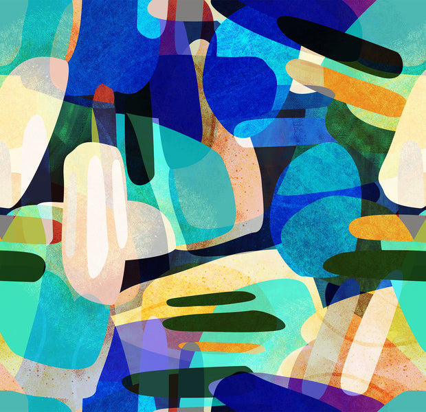 Peel & Stick Abstract Wall Mural - Random Shapes Blue