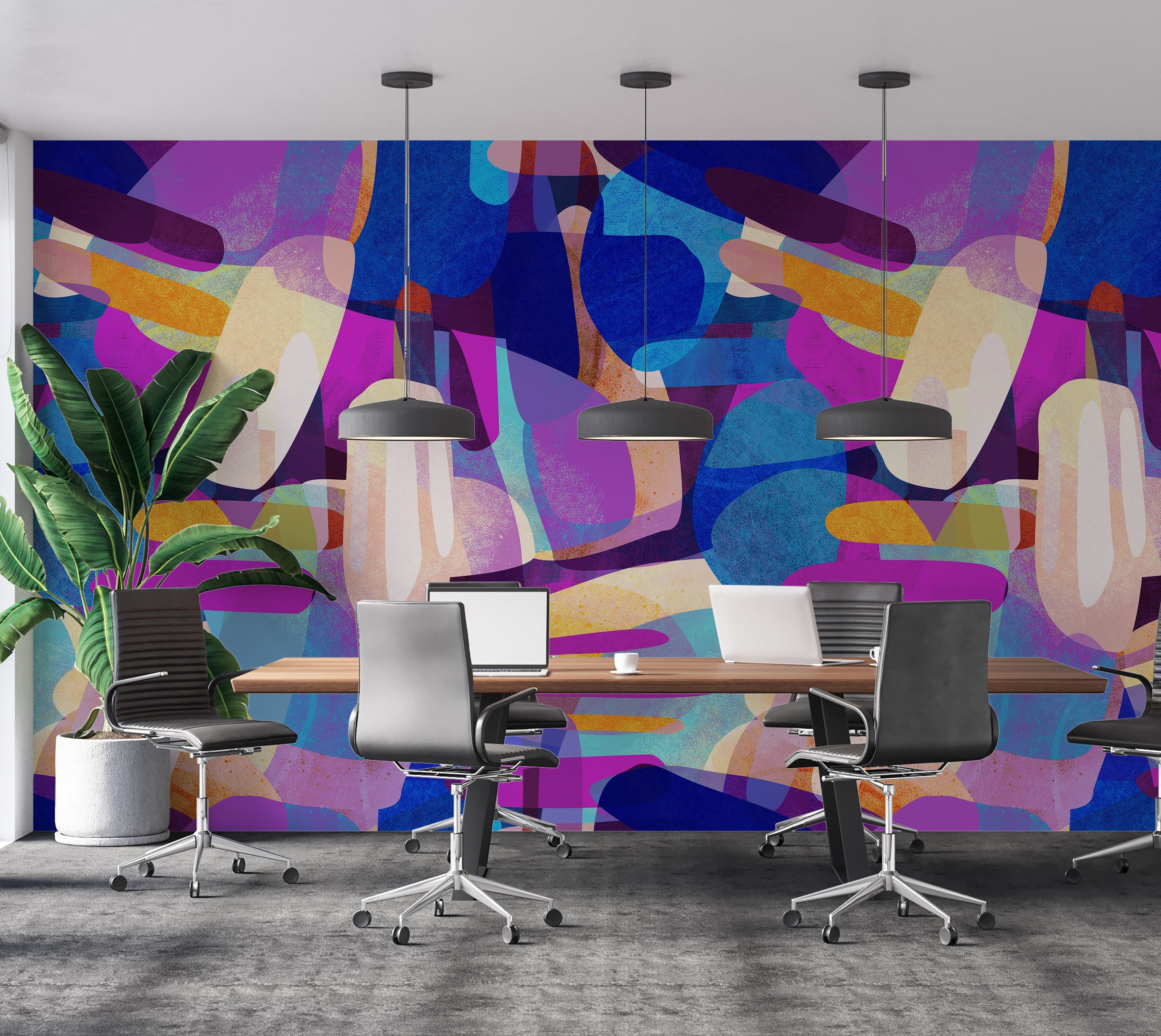 Premium Wallpaper Wall Mural - Random Shapes Violet