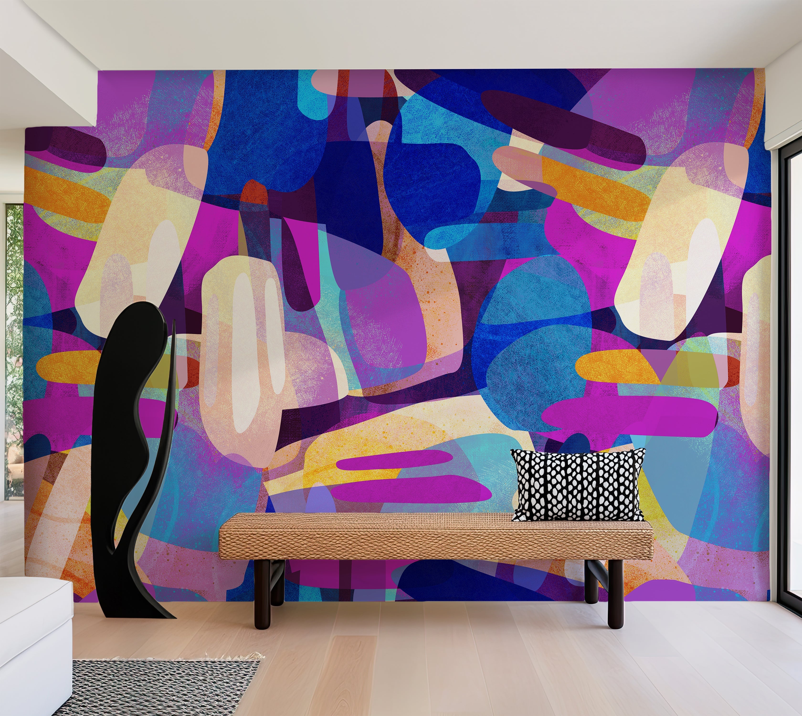 Premium Wallpaper Wall Mural - Random Shapes Violet