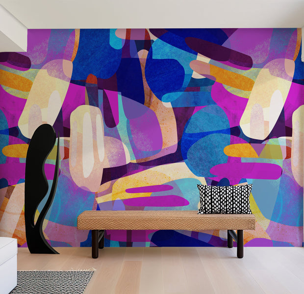 Premium Wallpaper Wall Mural - Random Shapes Violet-Tiptophomedecor