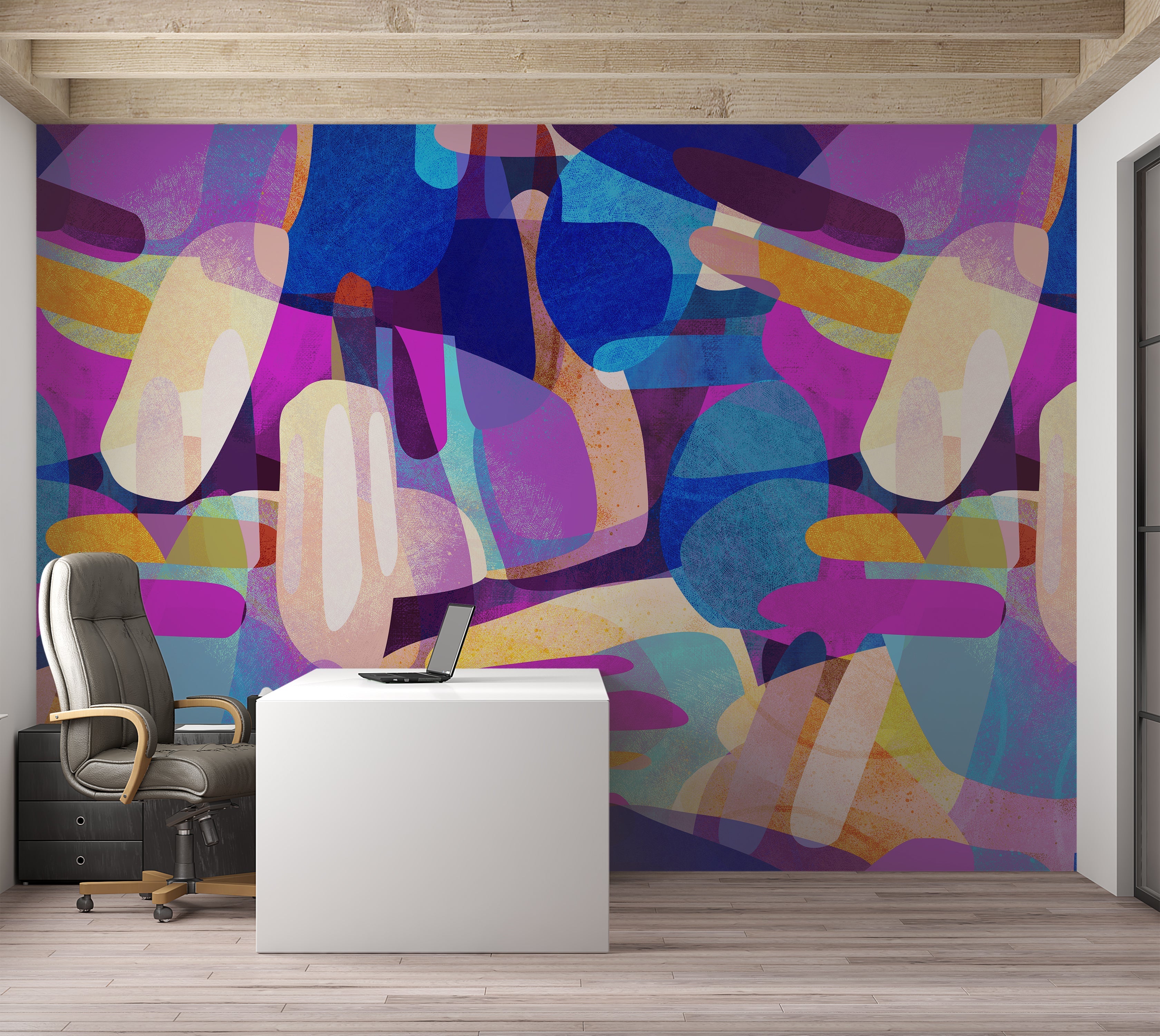 Premium Wallpaper Wall Mural - Random Shapes Violet