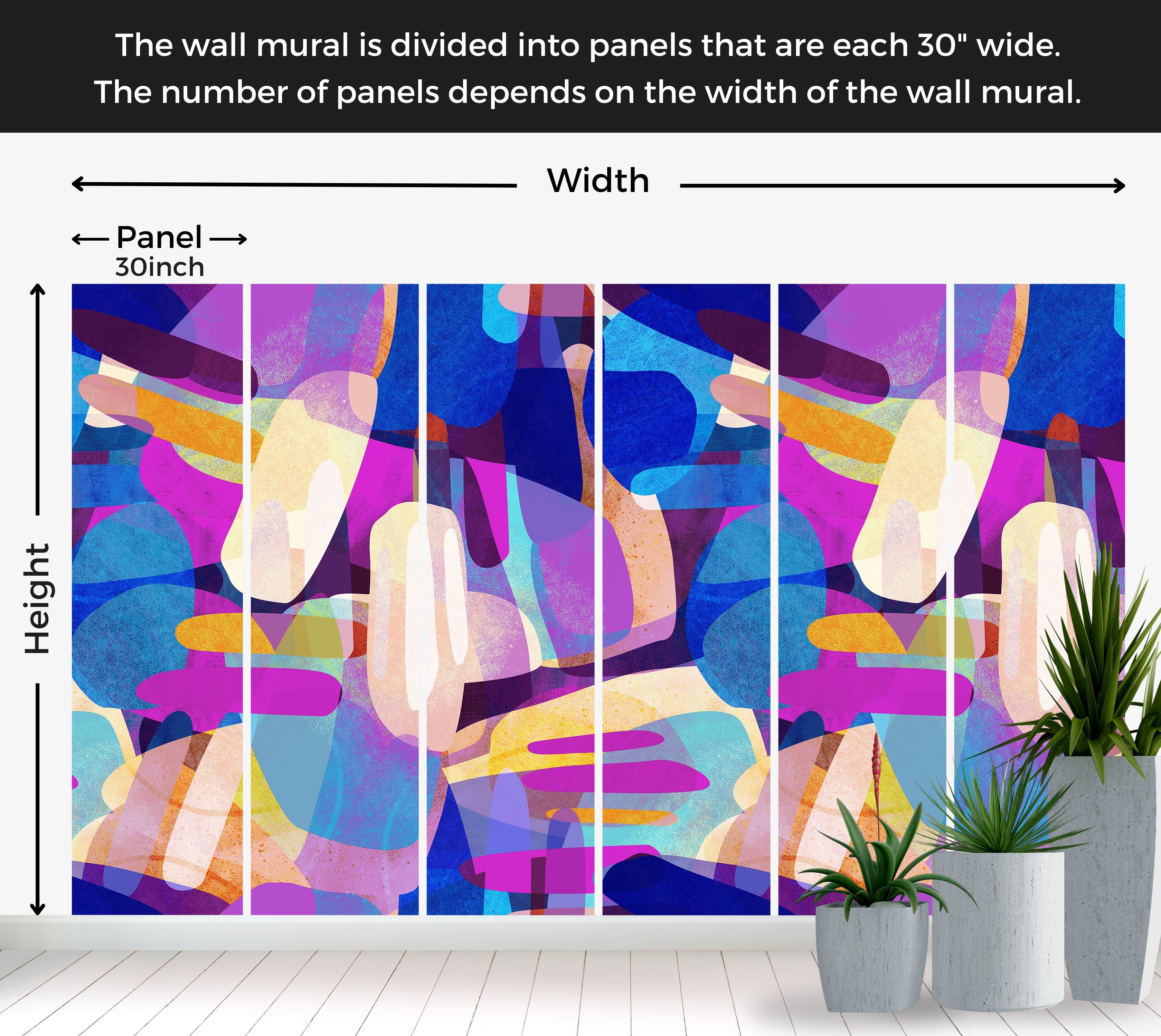 Premium Wallpaper Wall Mural - Random Shapes Violet