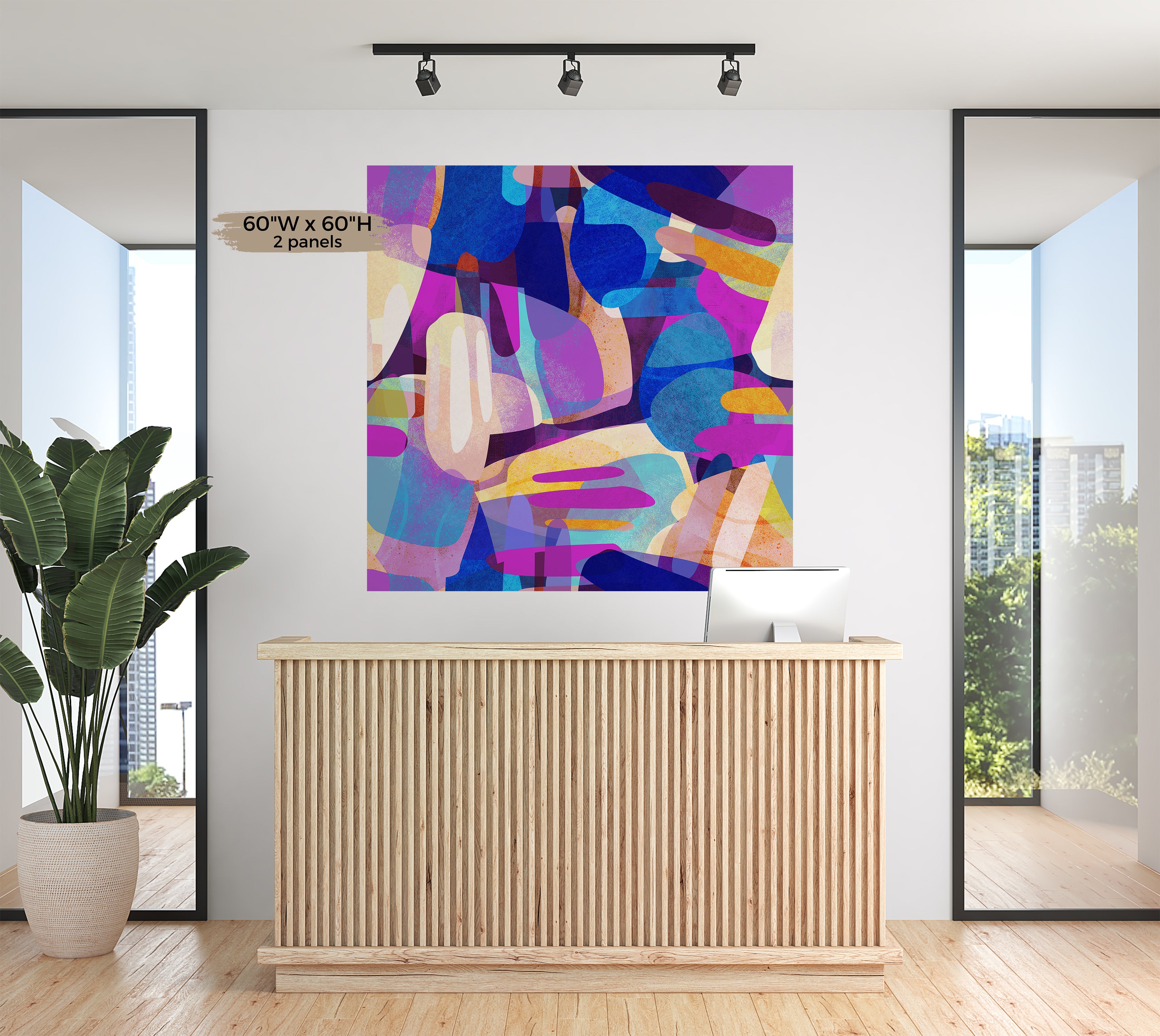 Peel & Stick Abstract Wall Mural - Random Shapes Violet