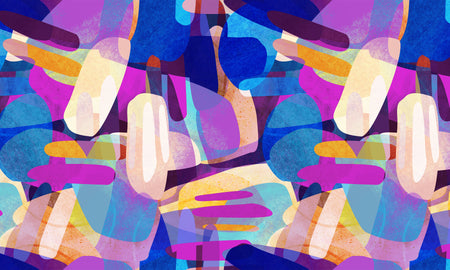 Peel & Stick Abstract Wall Mural - Random Shapes Violet