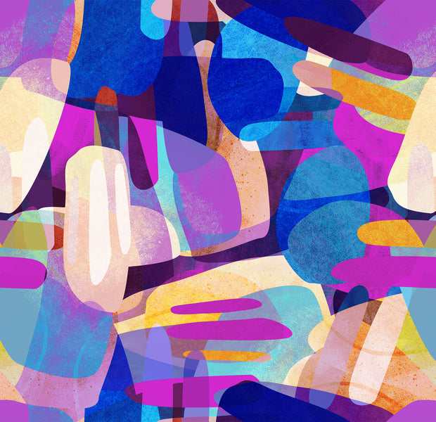 Peel & Stick Abstract Wall Mural - Random Shapes Violet