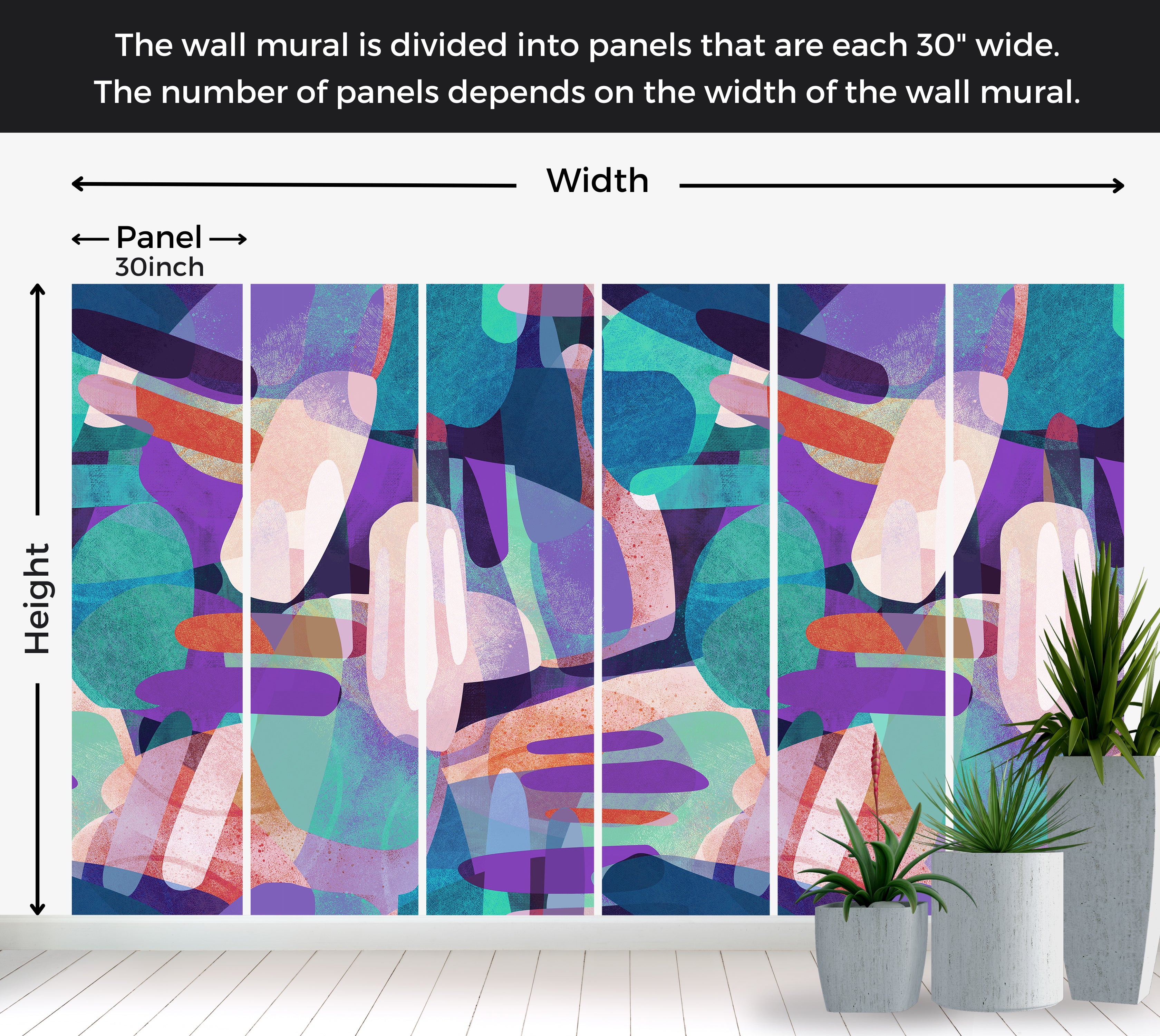 Peel & Stick Abstract Wall Mural - Random Shapes Turquoise