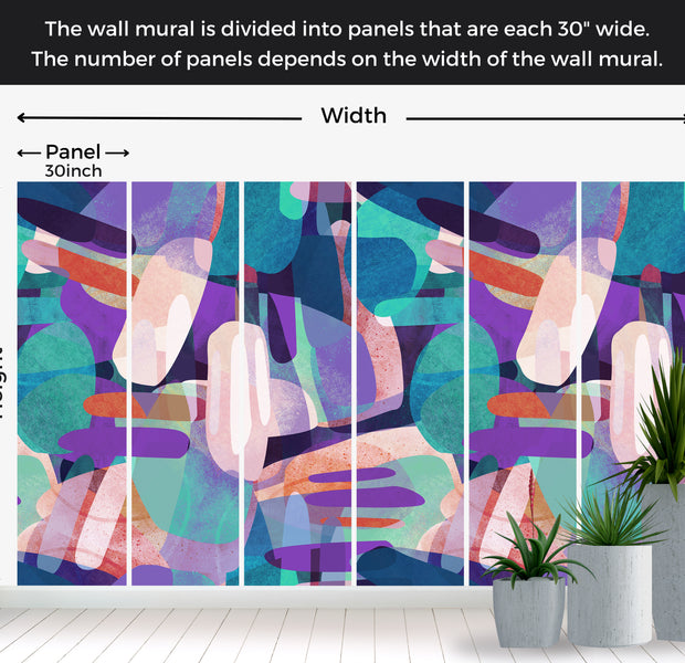 Peel & Stick Abstract Wall Mural - Random Shapes Turquoise