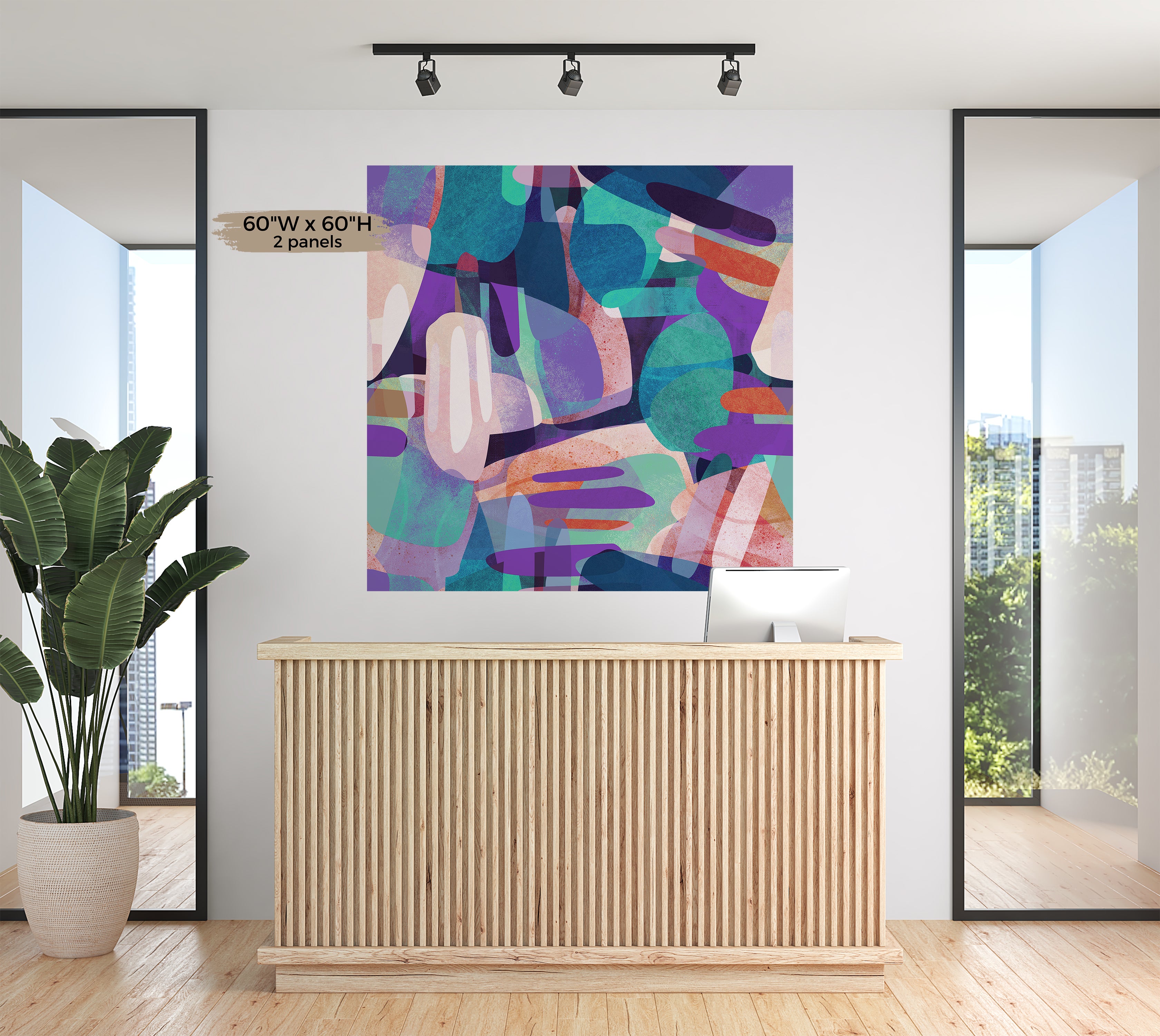 Peel & Stick Abstract Wall Mural - Random Shapes Turquoise