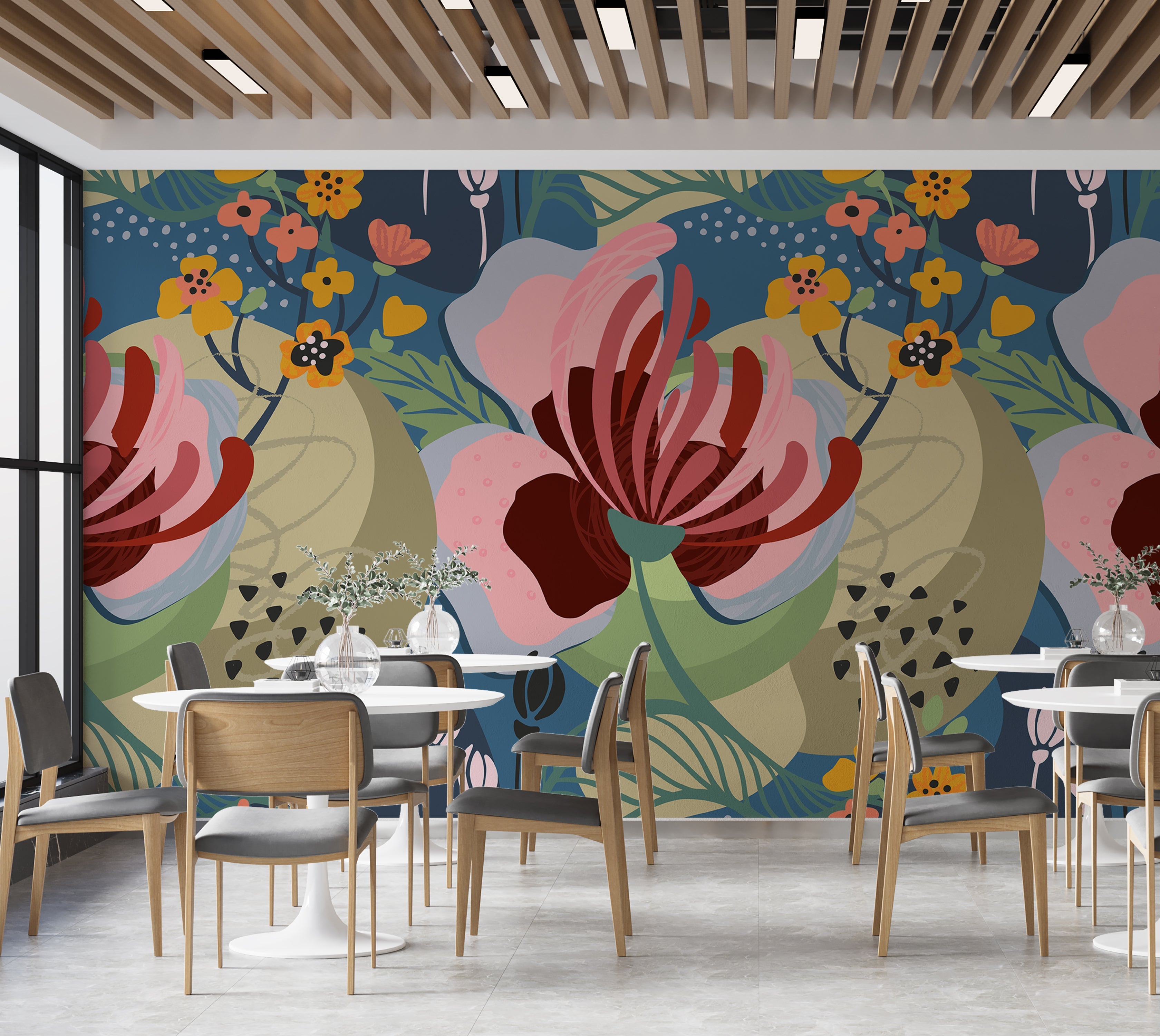 Premium Wallpaper Wall Mural - Abstract Floral Art