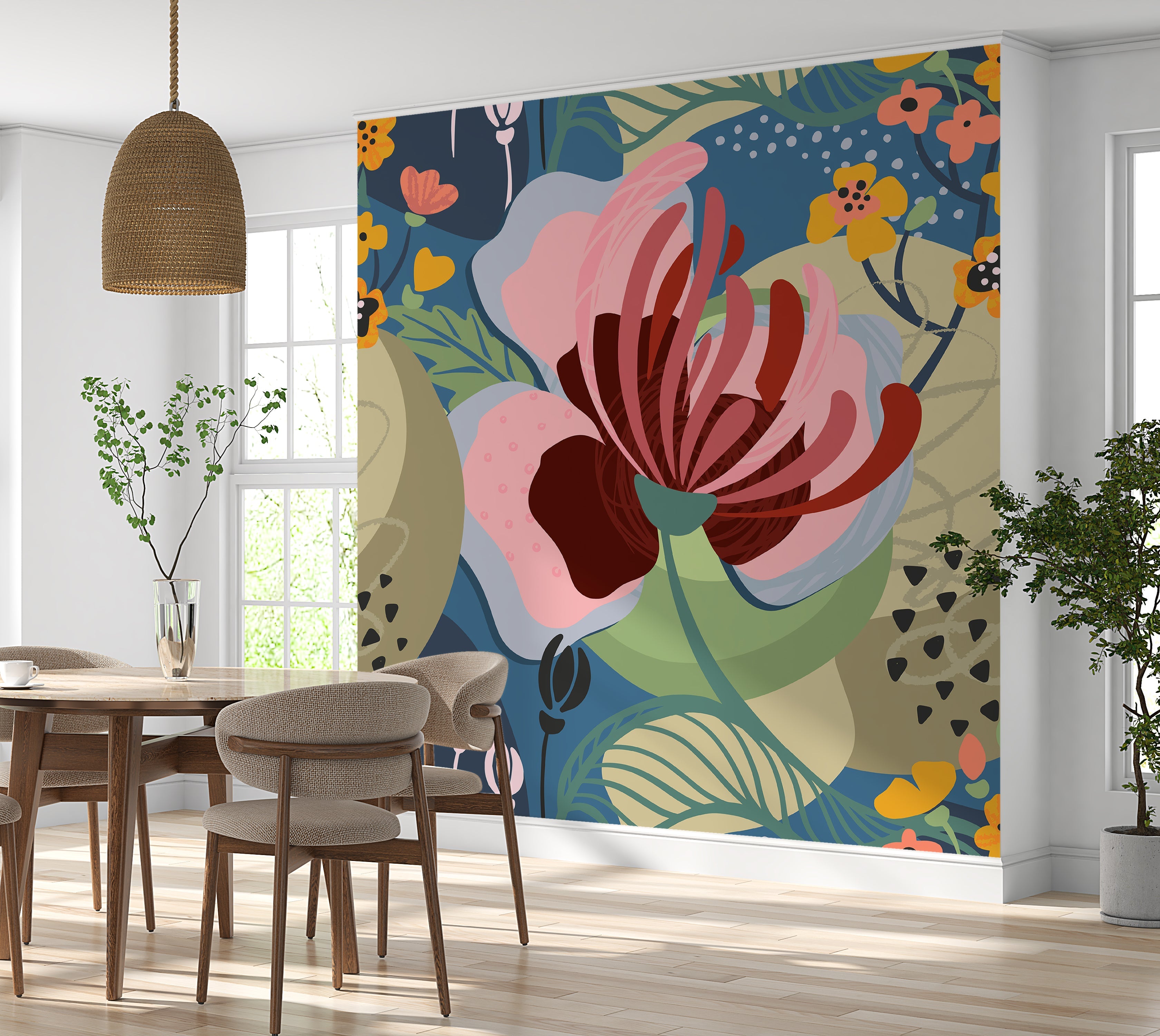 Premium Wallpaper Wall Mural - Abstract Floral Art