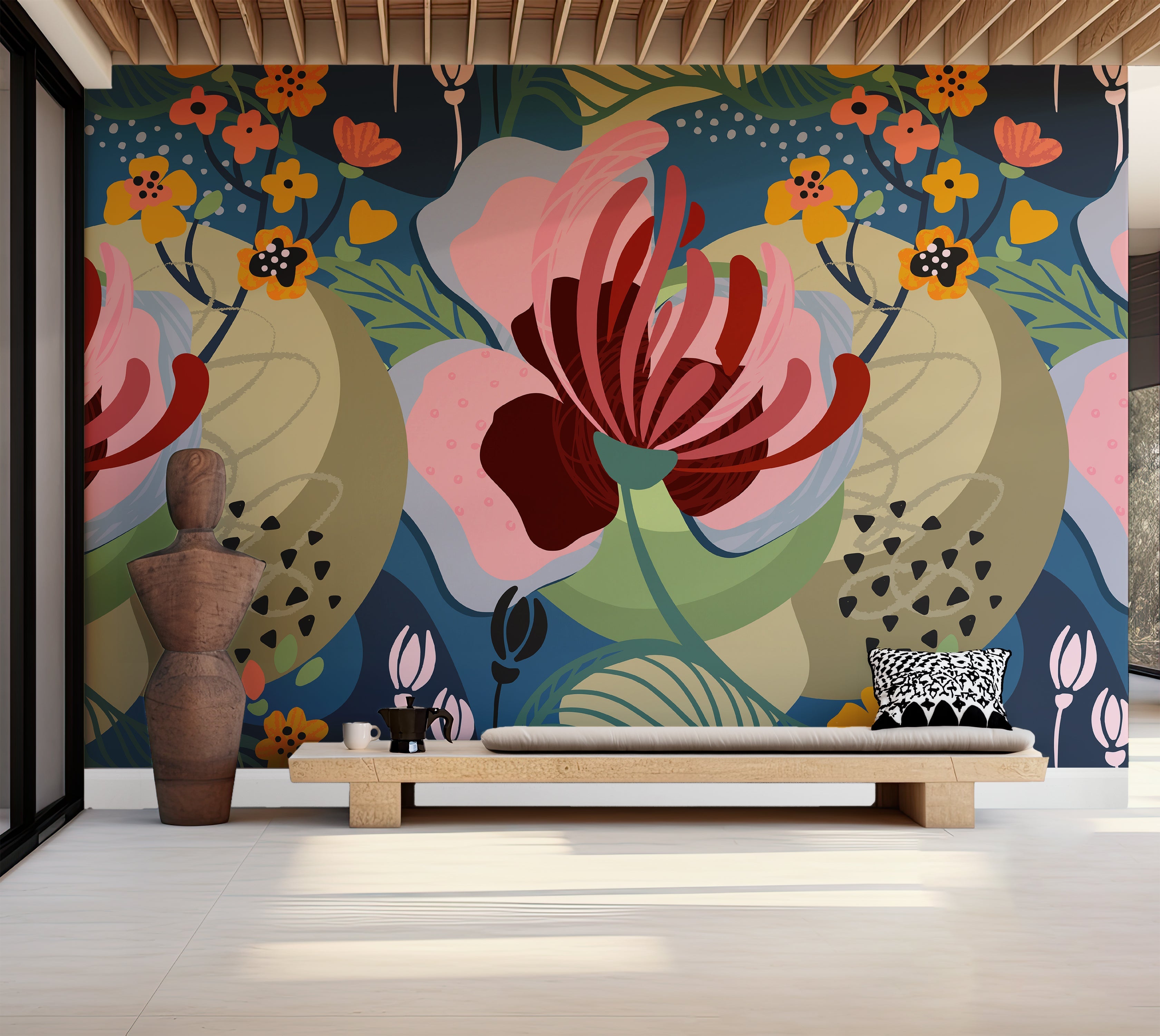 Premium Wallpaper Wall Mural - Abstract Floral Art