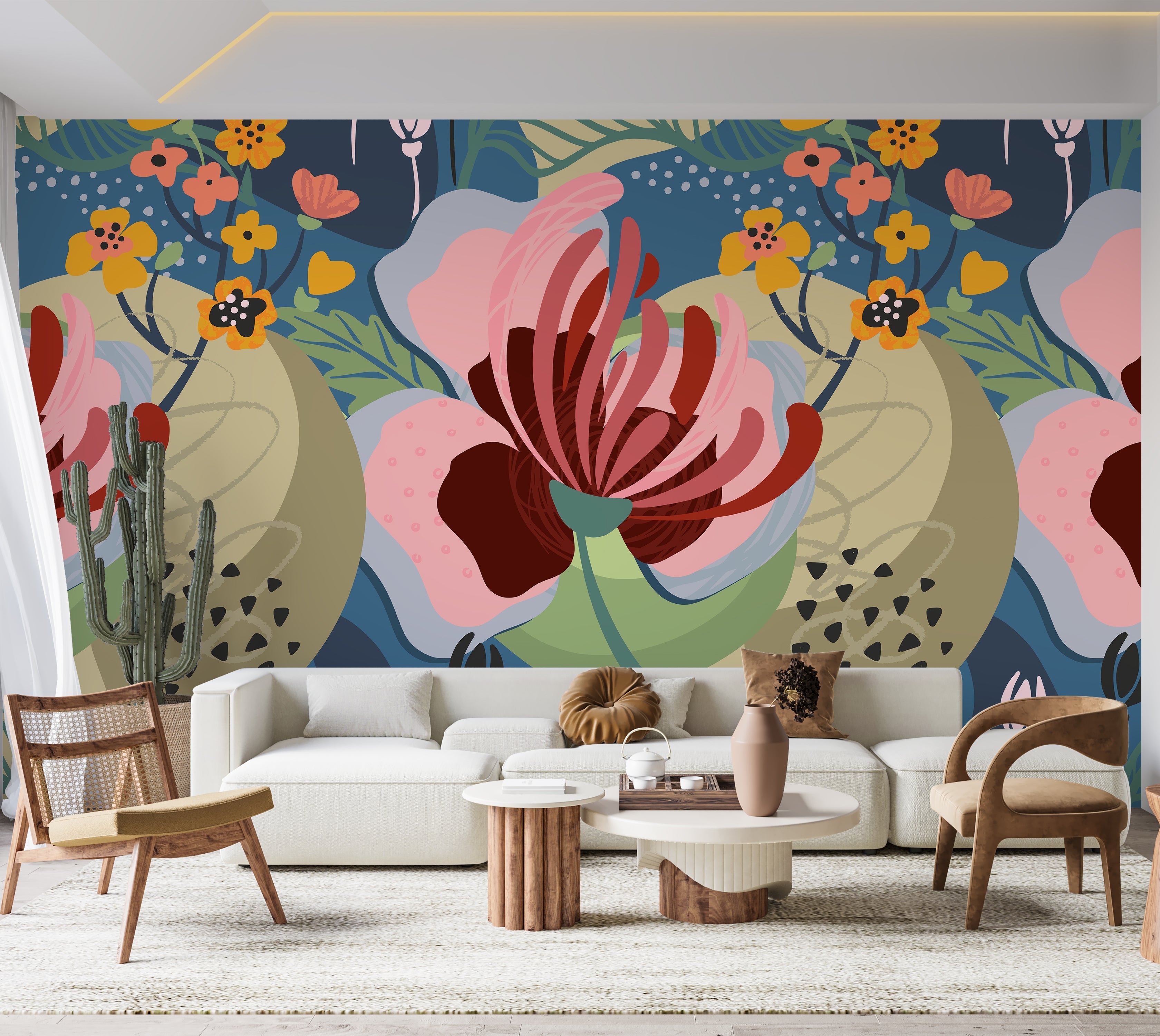 Premium Wallpaper Wall Mural - Abstract Floral Art