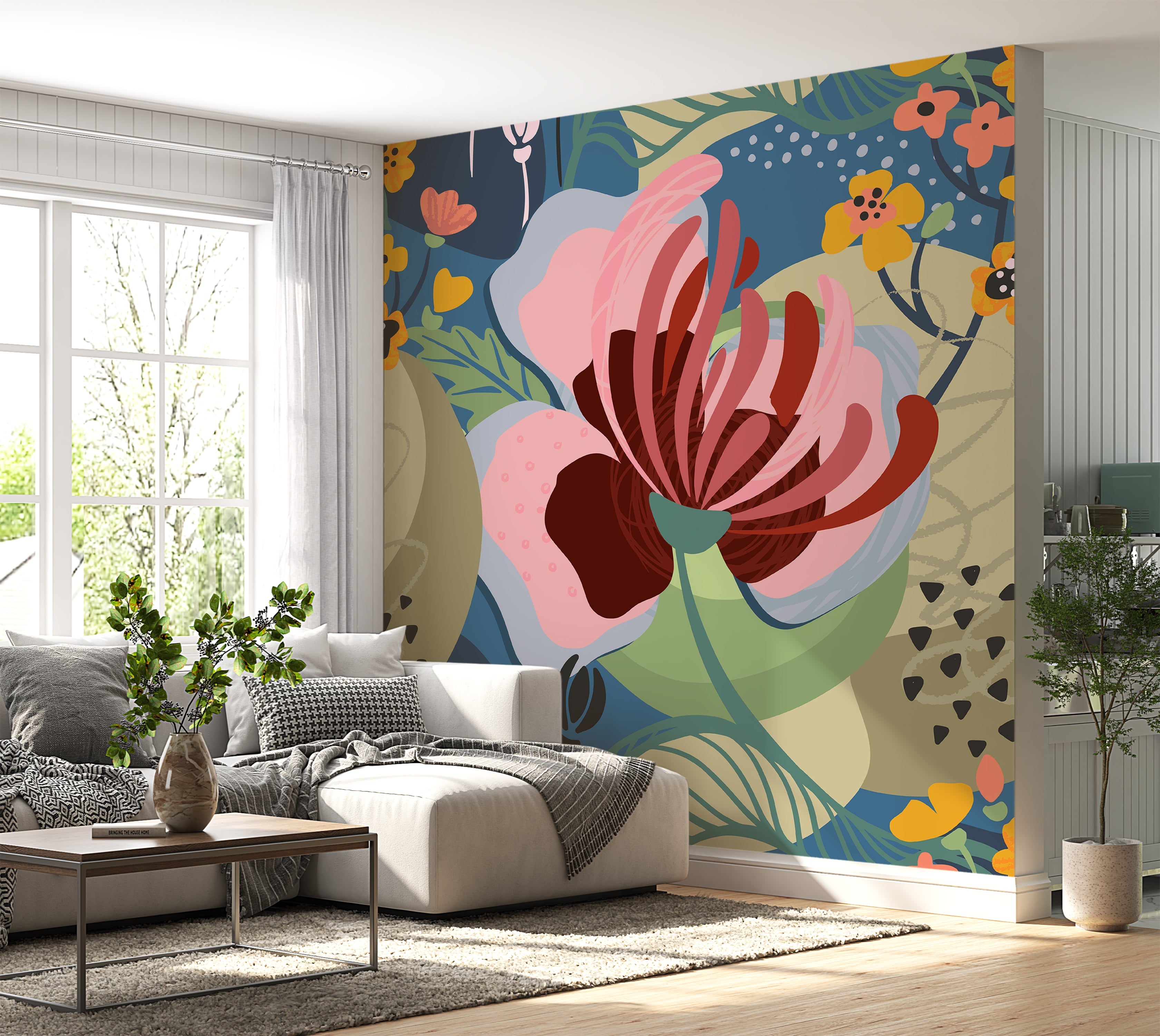 Premium Wallpaper Wall Mural - Abstract Floral Art