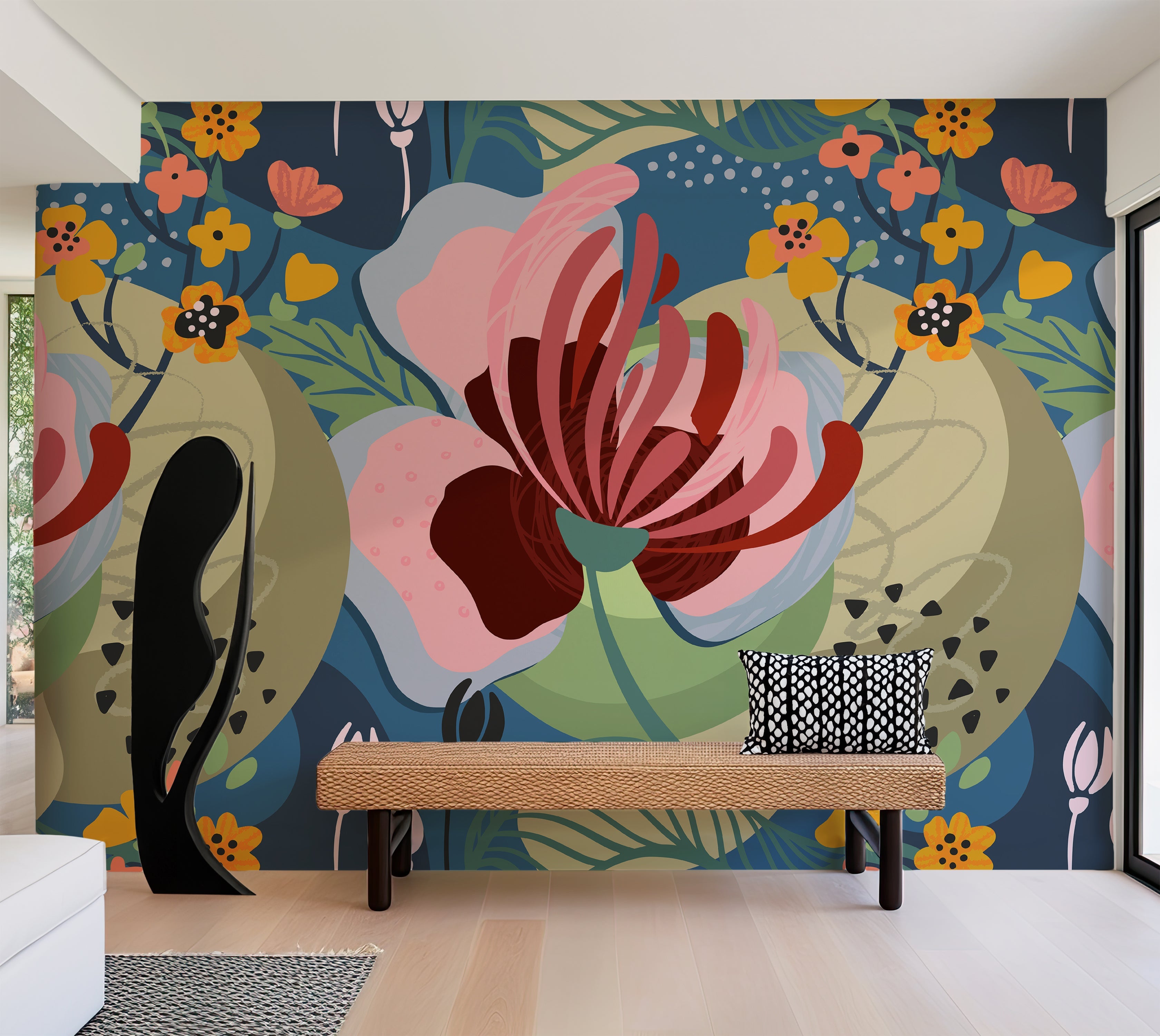 Premium Wallpaper Wall Mural - Abstract Floral Art