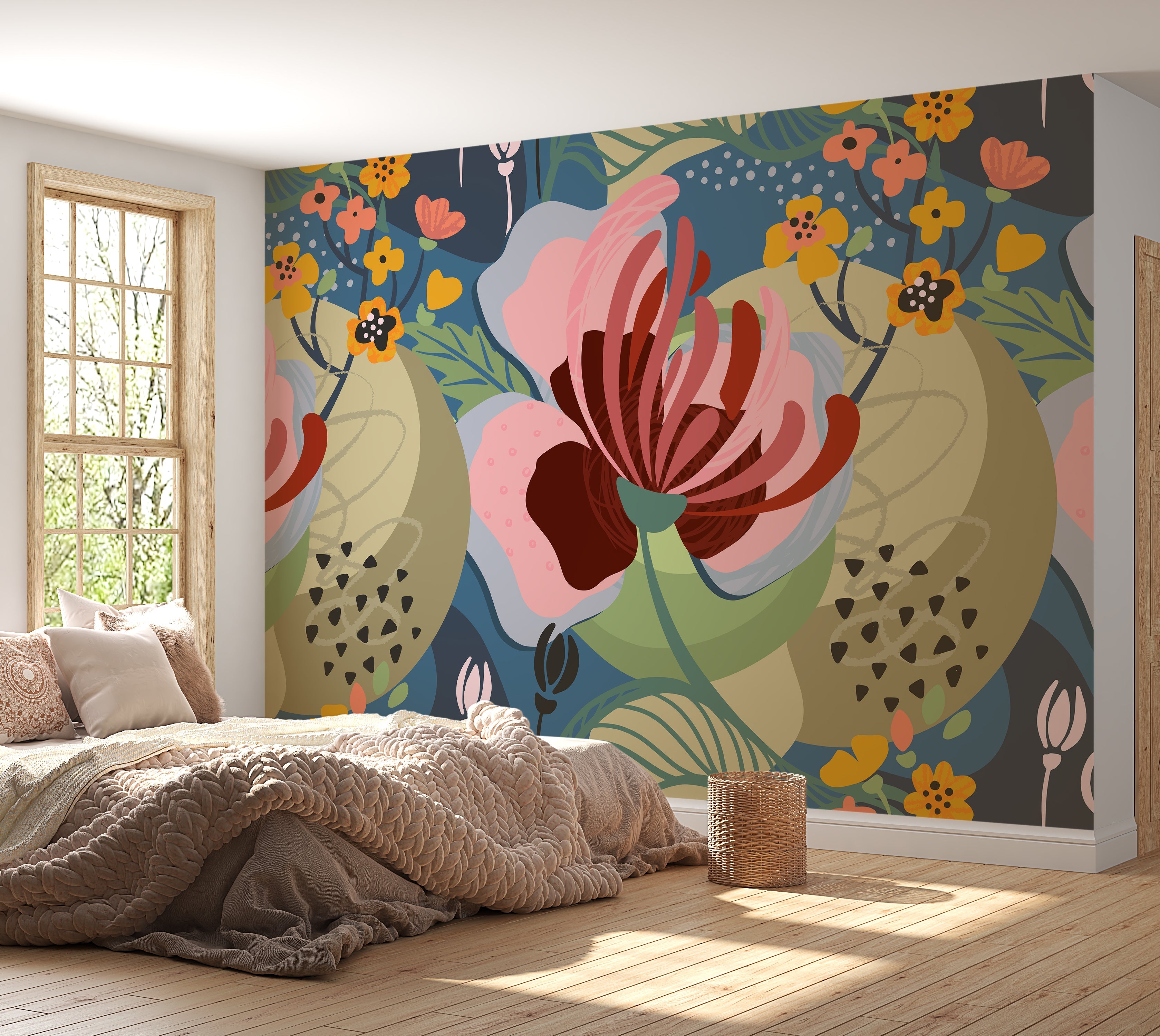 Premium Wallpaper Wall Mural - Abstract Floral Art