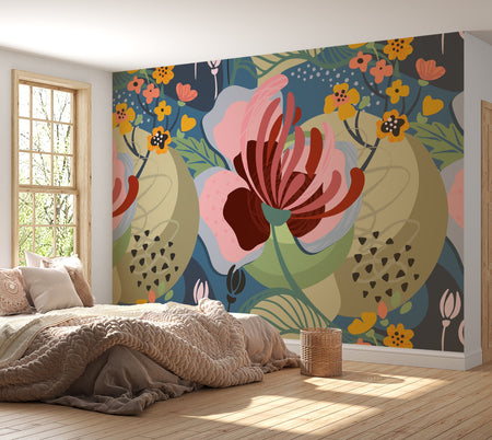 Premium Wallpaper Wall Mural - Abstract Floral Art-Tiptophomedecor