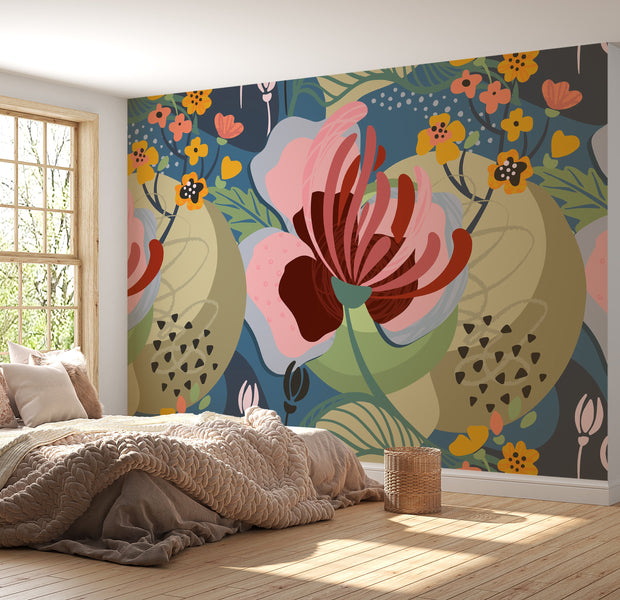 Premium Wallpaper Wall Mural - Abstract Floral Art-Tiptophomedecor