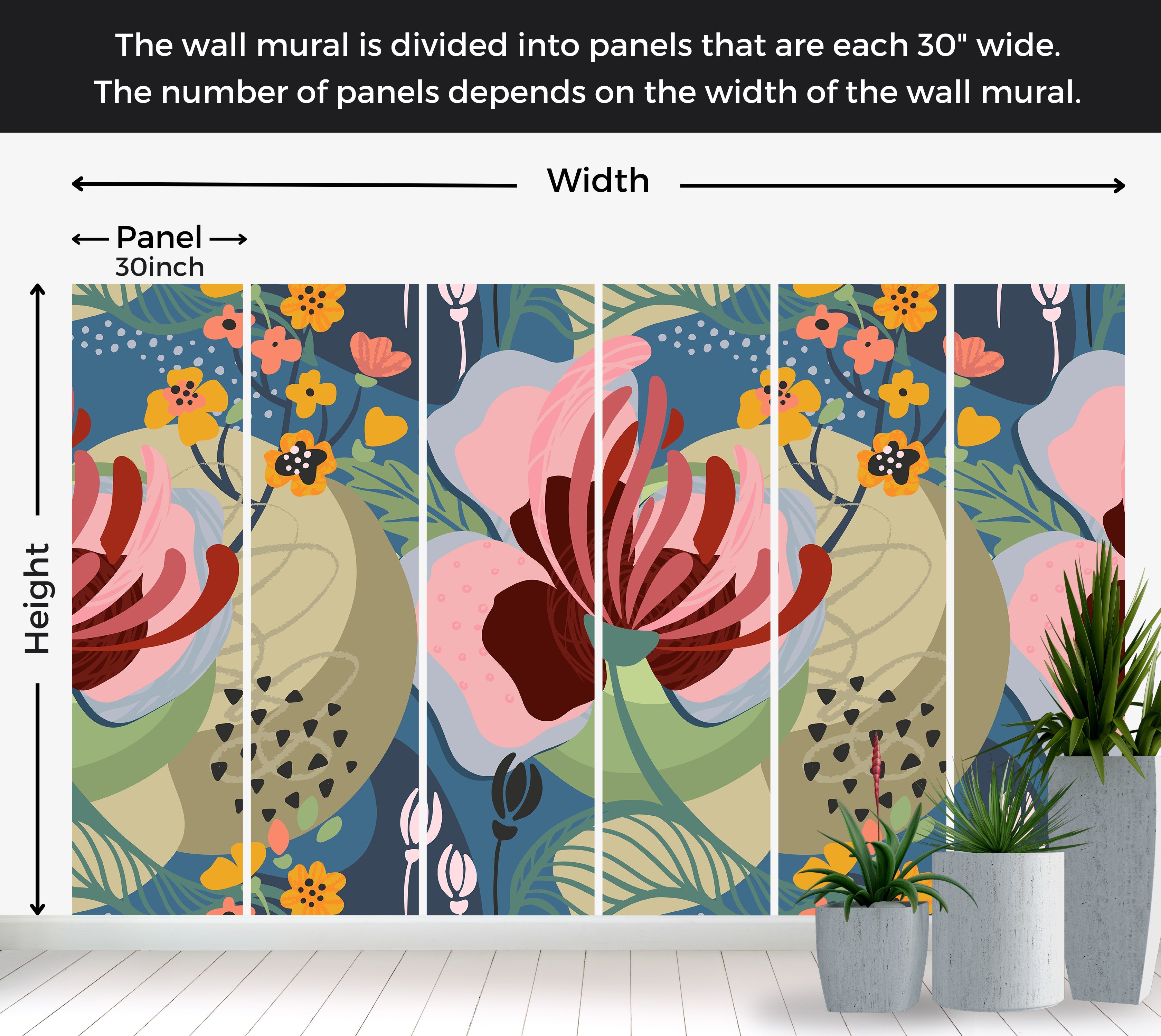 Premium Wallpaper Wall Mural - Abstract Floral Art