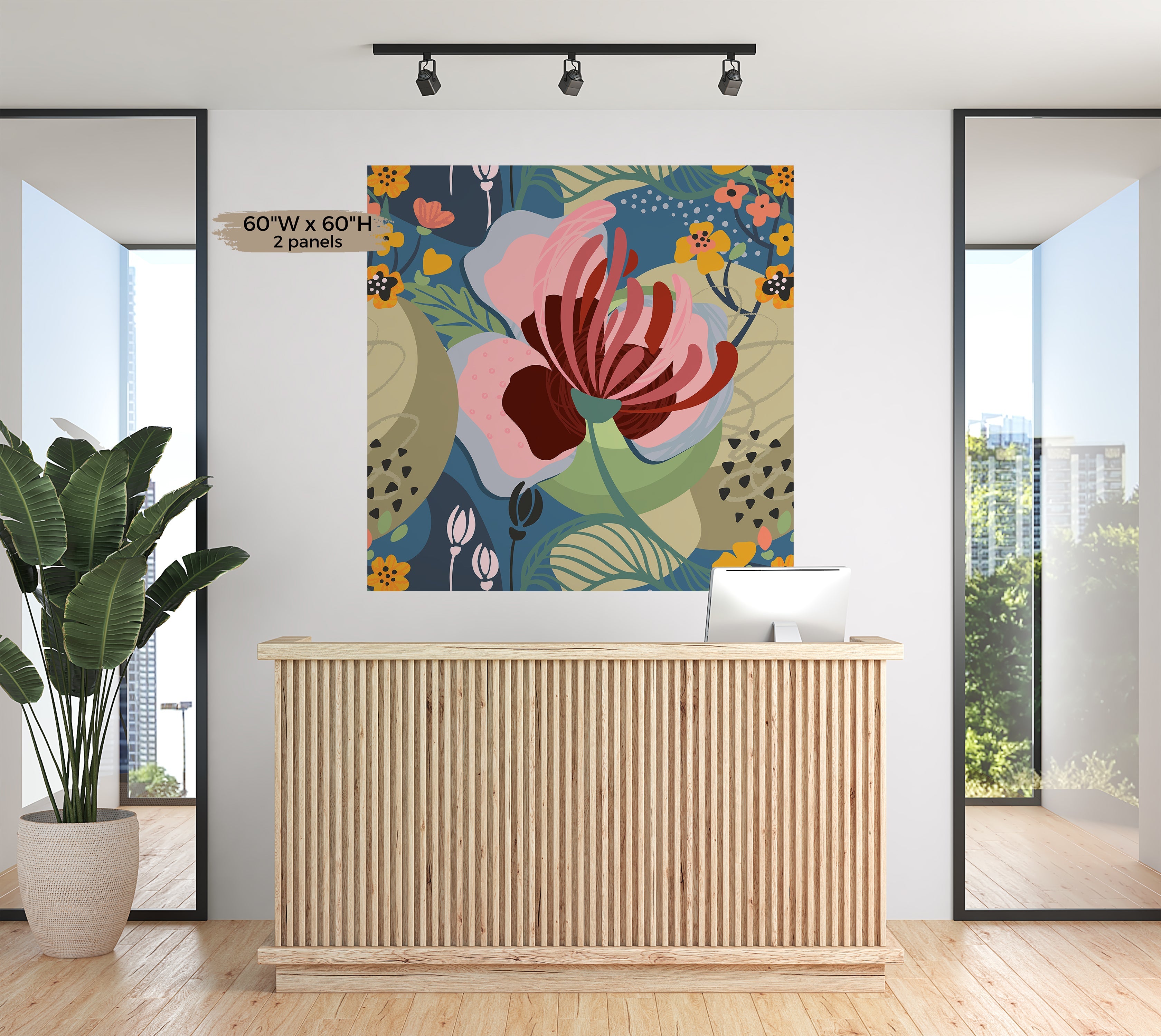 Premium Wallpaper Wall Mural - Abstract Floral Art