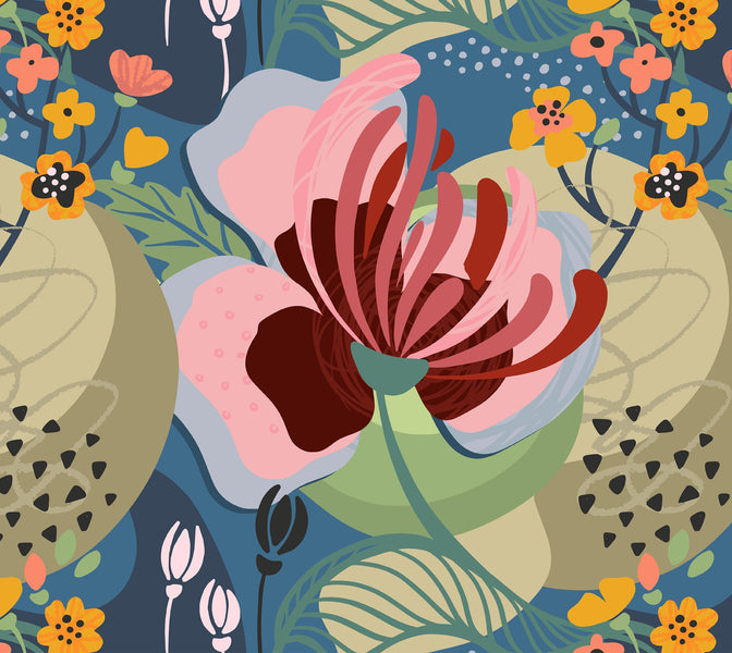 Premium Wallpaper Wall Mural - Abstract Floral Art-Tiptophomedecor