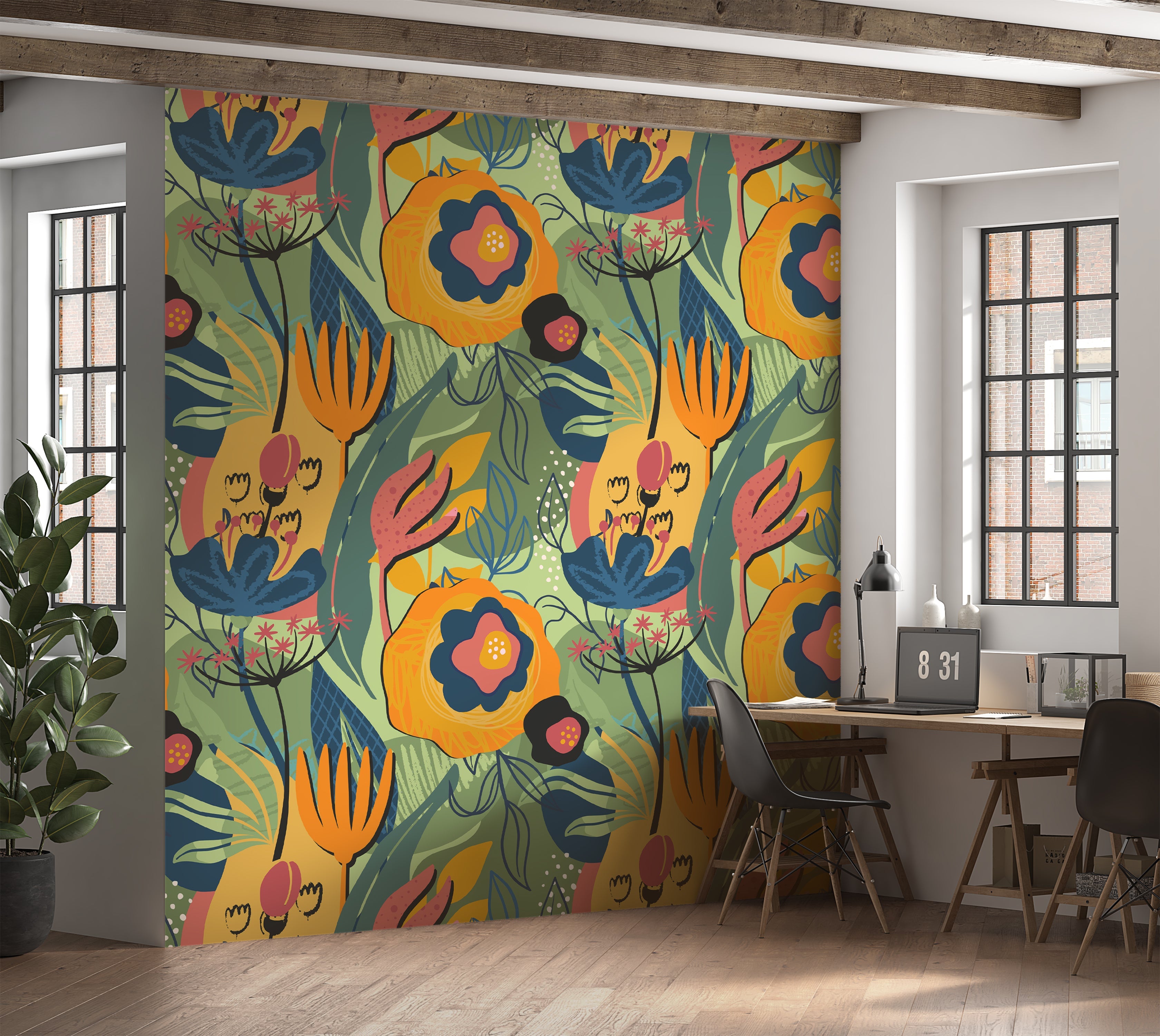 Premium Wallpaper Wall Mural - Modern Floral Design