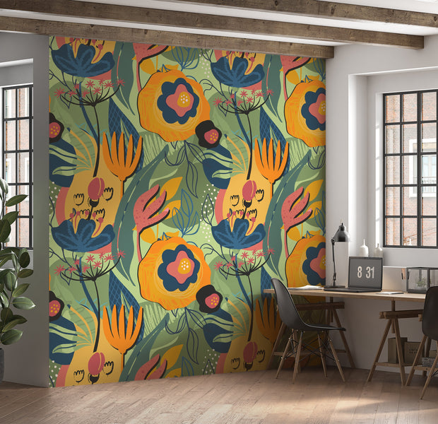 Premium Wallpaper Wall Mural - Modern Floral Design-Tiptophomedecor