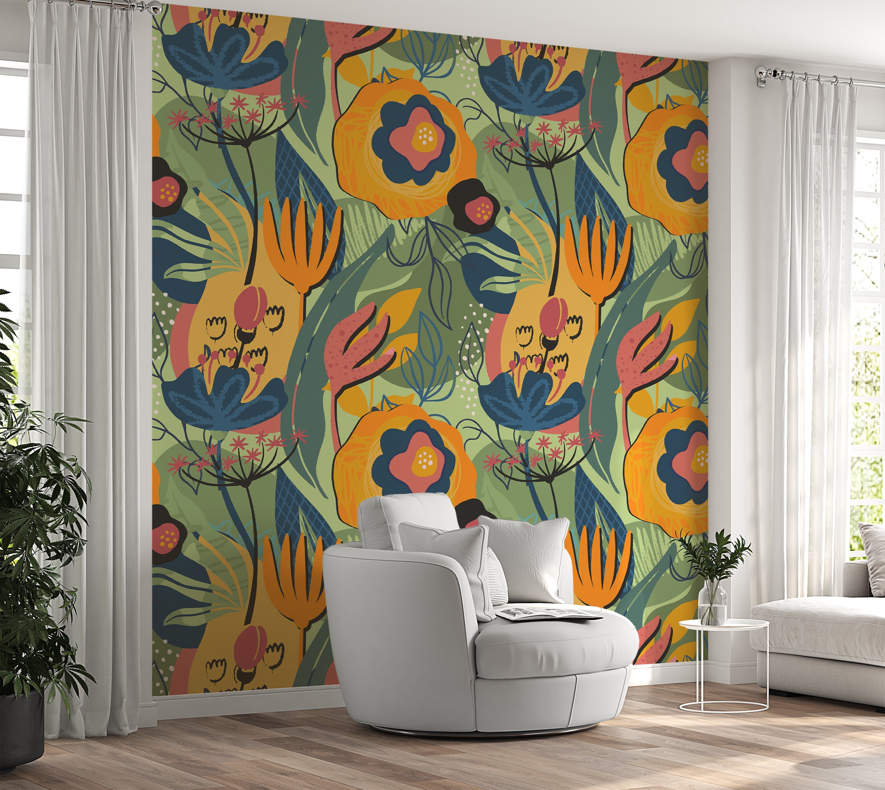 Premium Wallpaper Wall Mural - Modern Floral Design