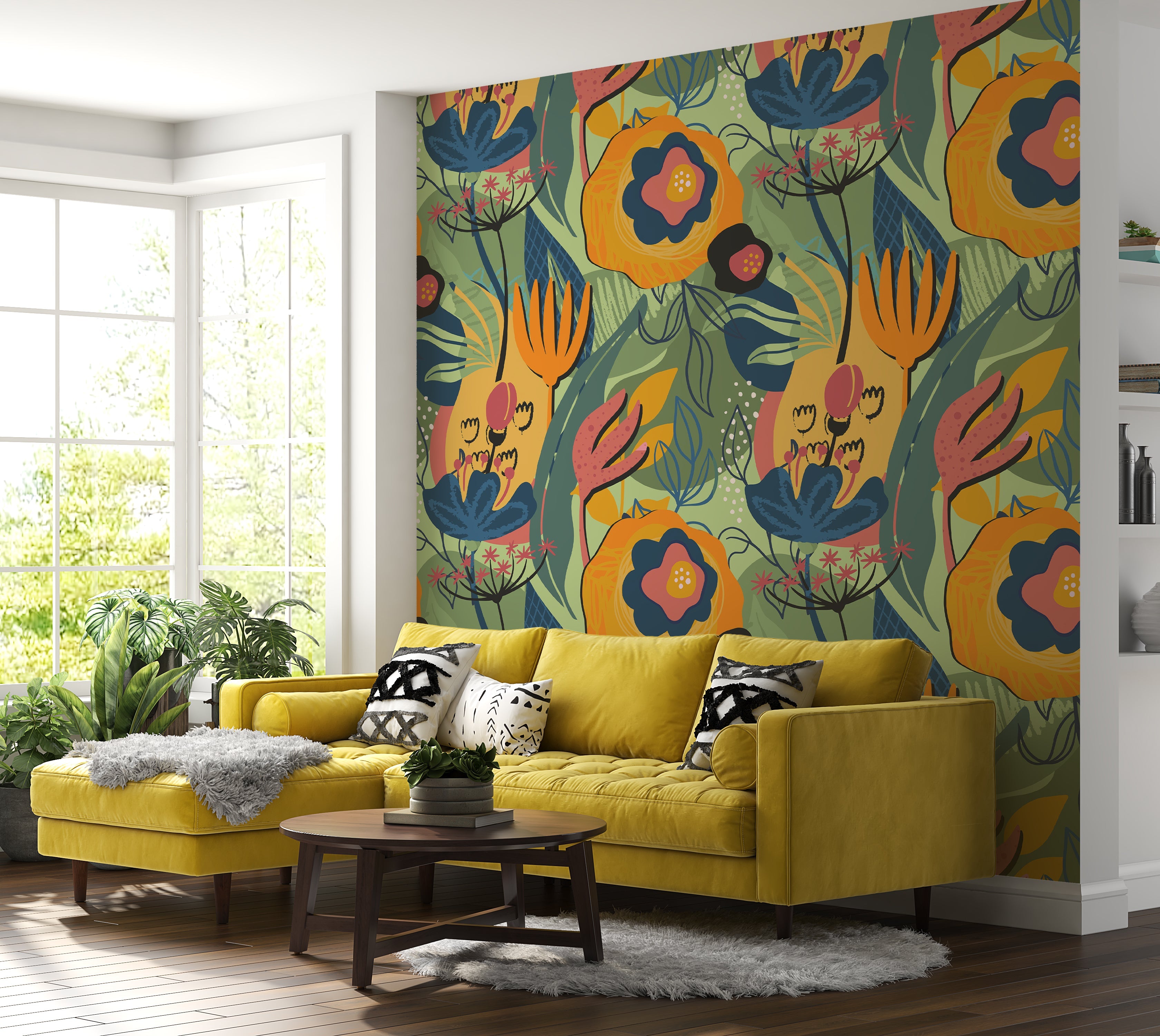 Premium Wallpaper Wall Mural - Modern Floral Design