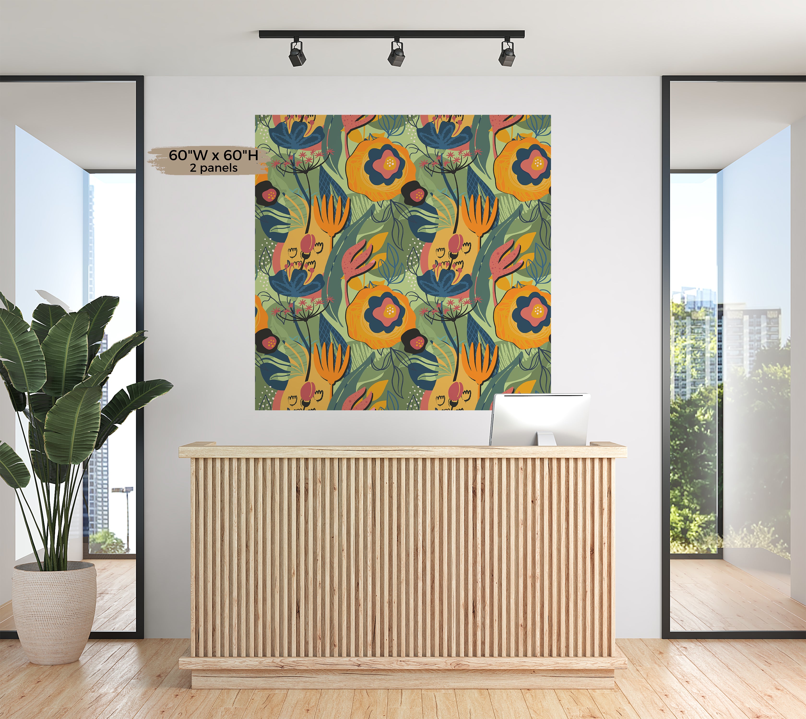 Peel & Stick Abstract Wall Mural - Modern Floral Design