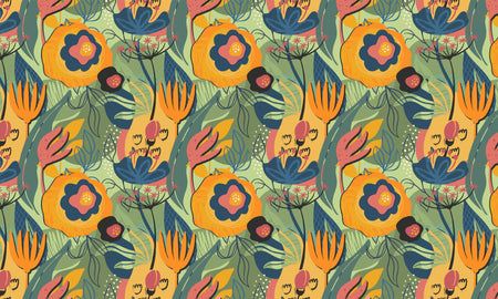 Peel & Stick Abstract Wall Mural - Modern Floral Design