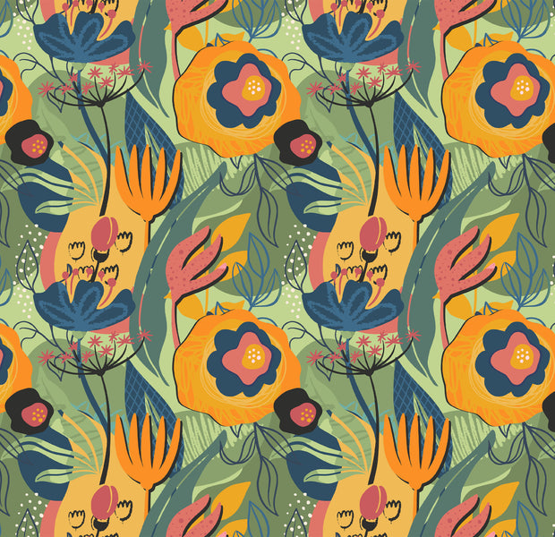 Peel & Stick Abstract Wall Mural - Modern Floral Design