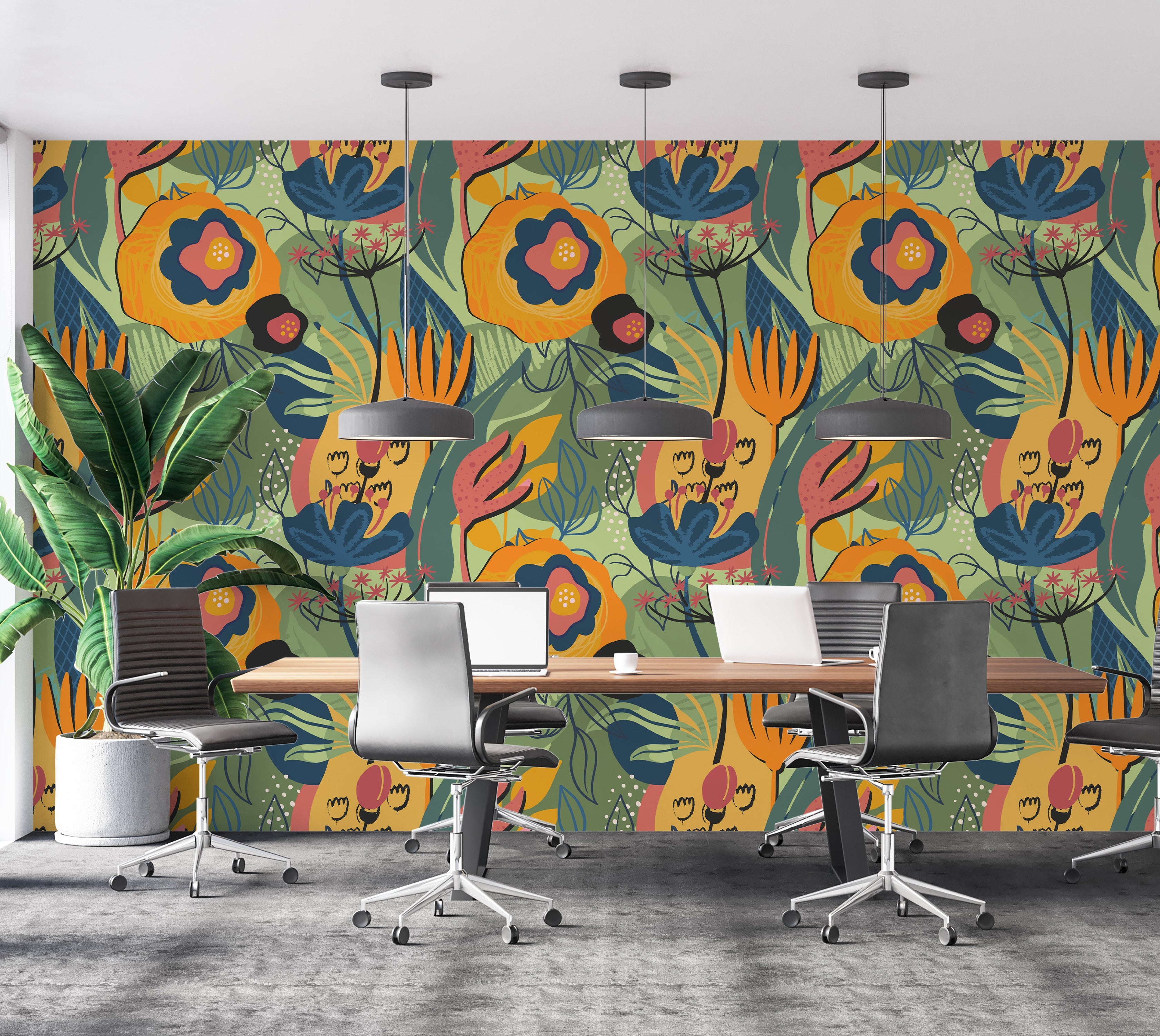 Premium Wallpaper Wall Mural - Modern Floral Design