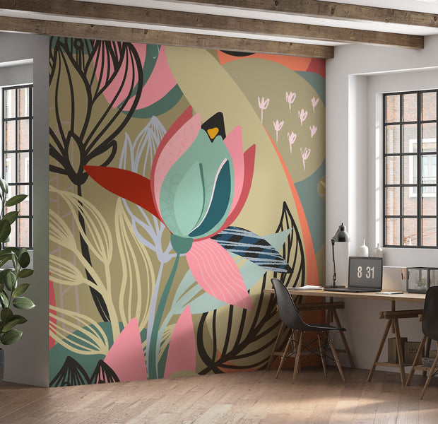 Premium Wallpaper Wall Mural - Abstract Botanical Lines-Tiptophomedecor