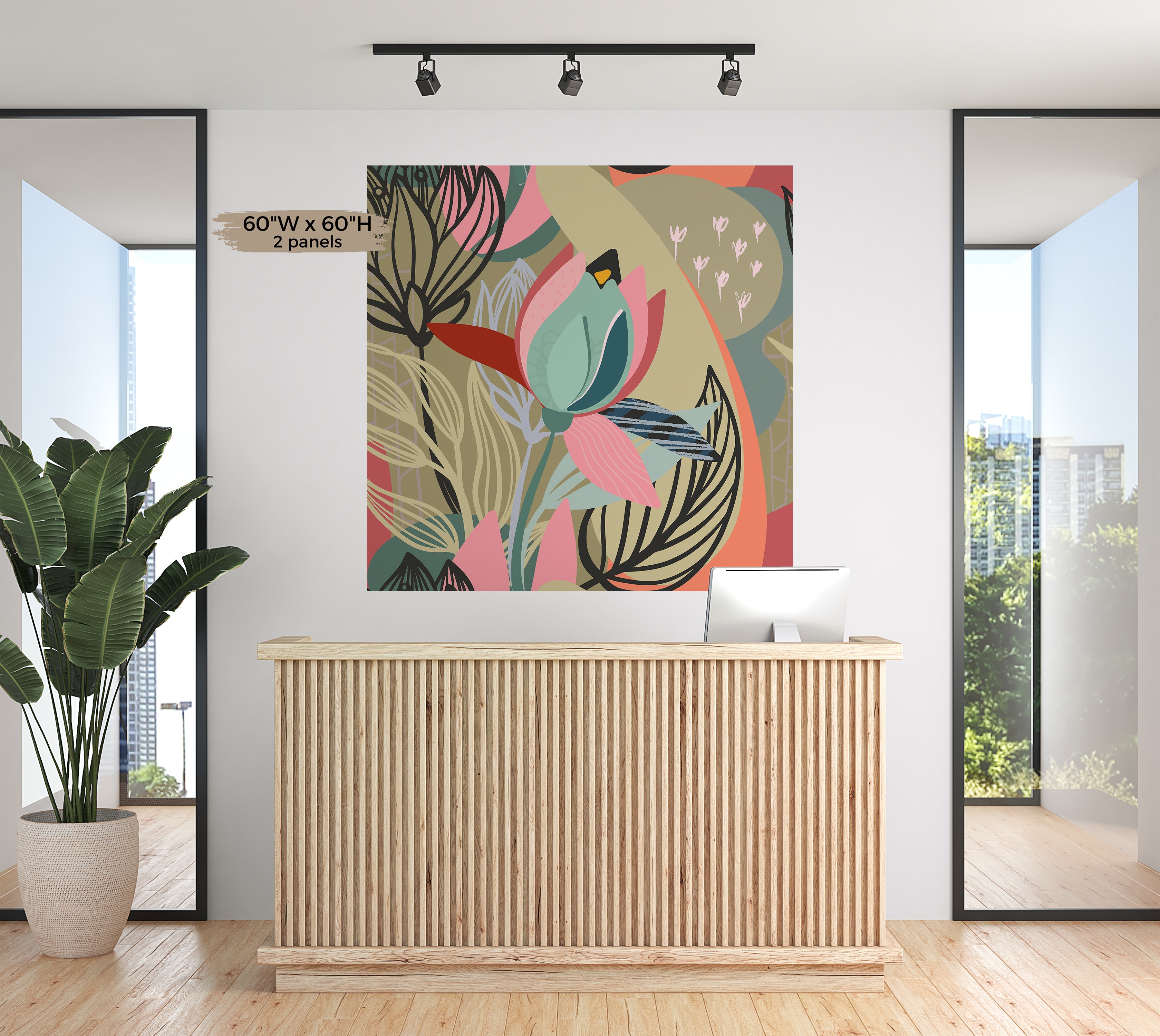 Peel & Stick Floral Wall Mural - Abstract Botanical Lines