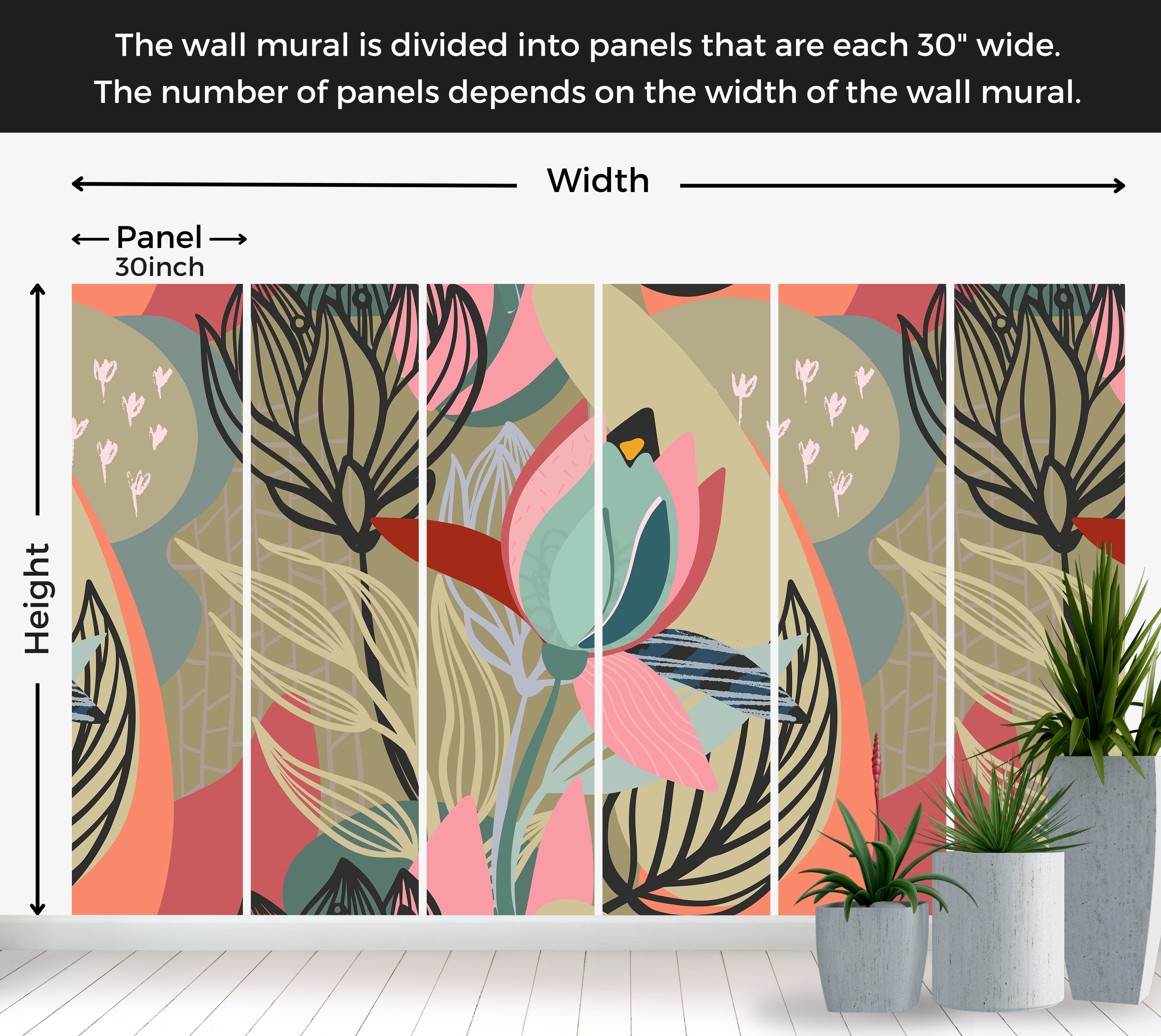 Peel & Stick Floral Wall Mural - Abstract Botanical Lines