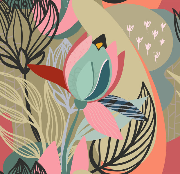 Premium Wallpaper Wall Mural - Abstract Botanical Lines-Tiptophomedecor