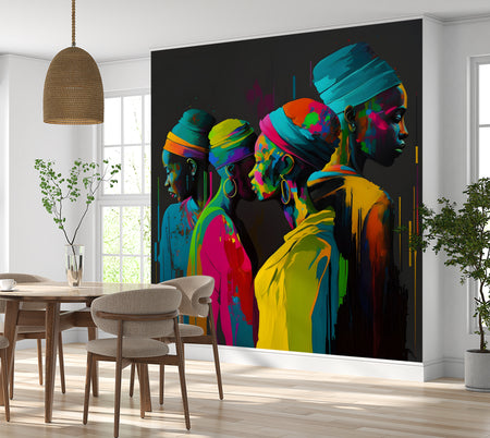 Peel & Stick Art Wall Mural - Colorful African Women