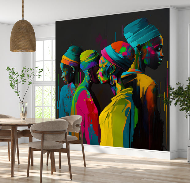 Peel & Stick Art Wall Mural - Colorful African Women